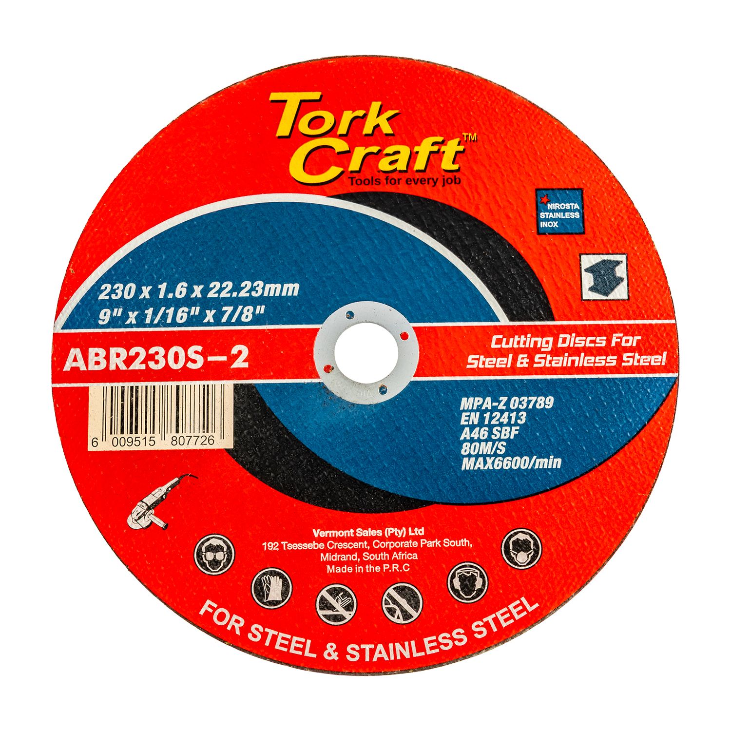 Cutting Disc Steel And Ss 230 X 1.6 X 22.22mm
