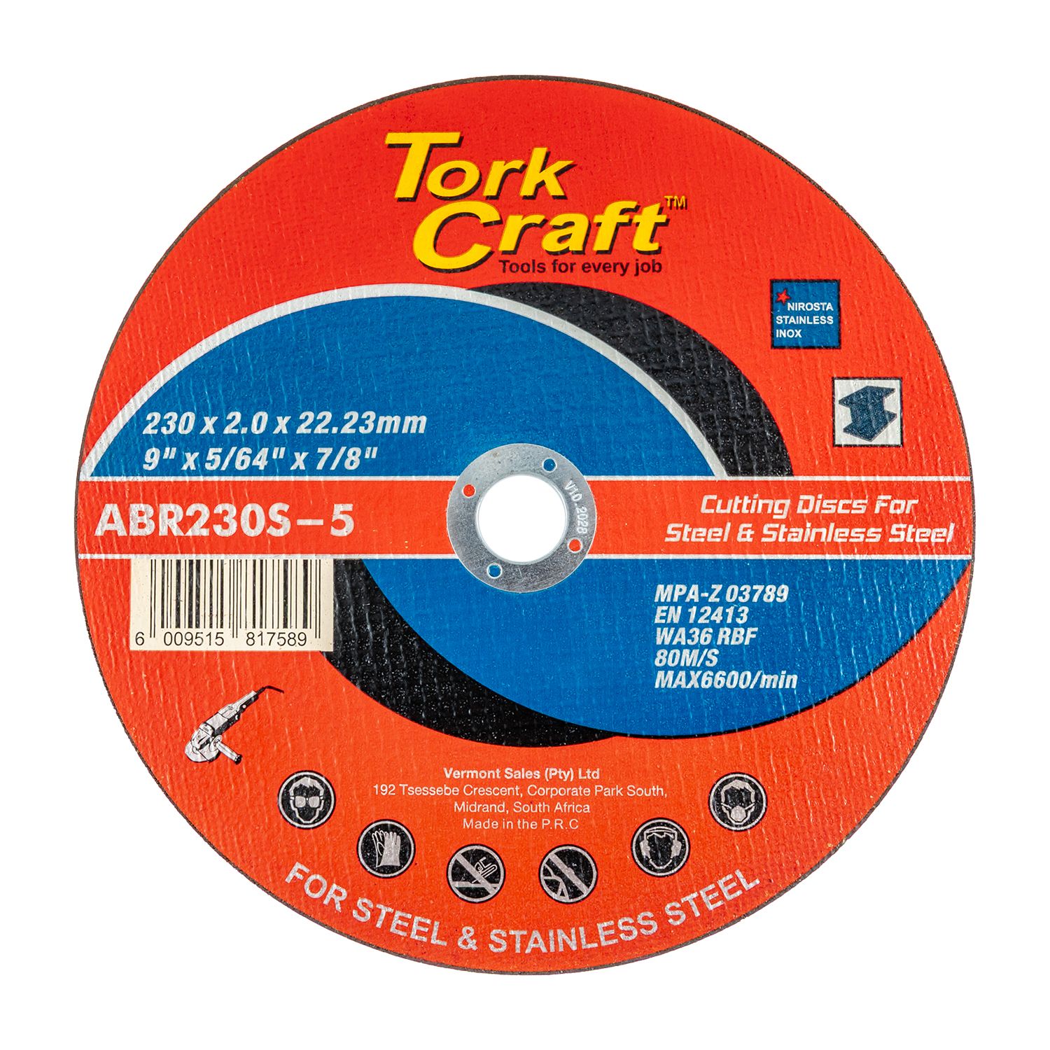 Cutting Disc For Steel And Stainless Steel 230 X 2.0 X 22.2mm