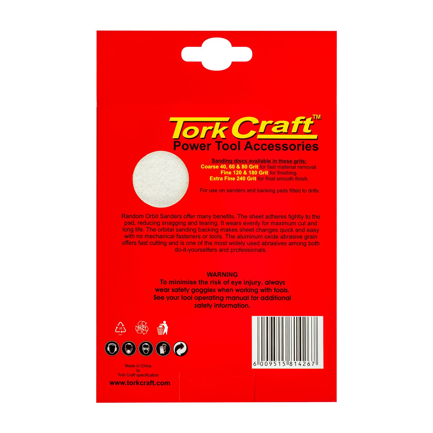 Sanding Disc 125mm No Hole 40 Grit 10/pack Hook And Loop
