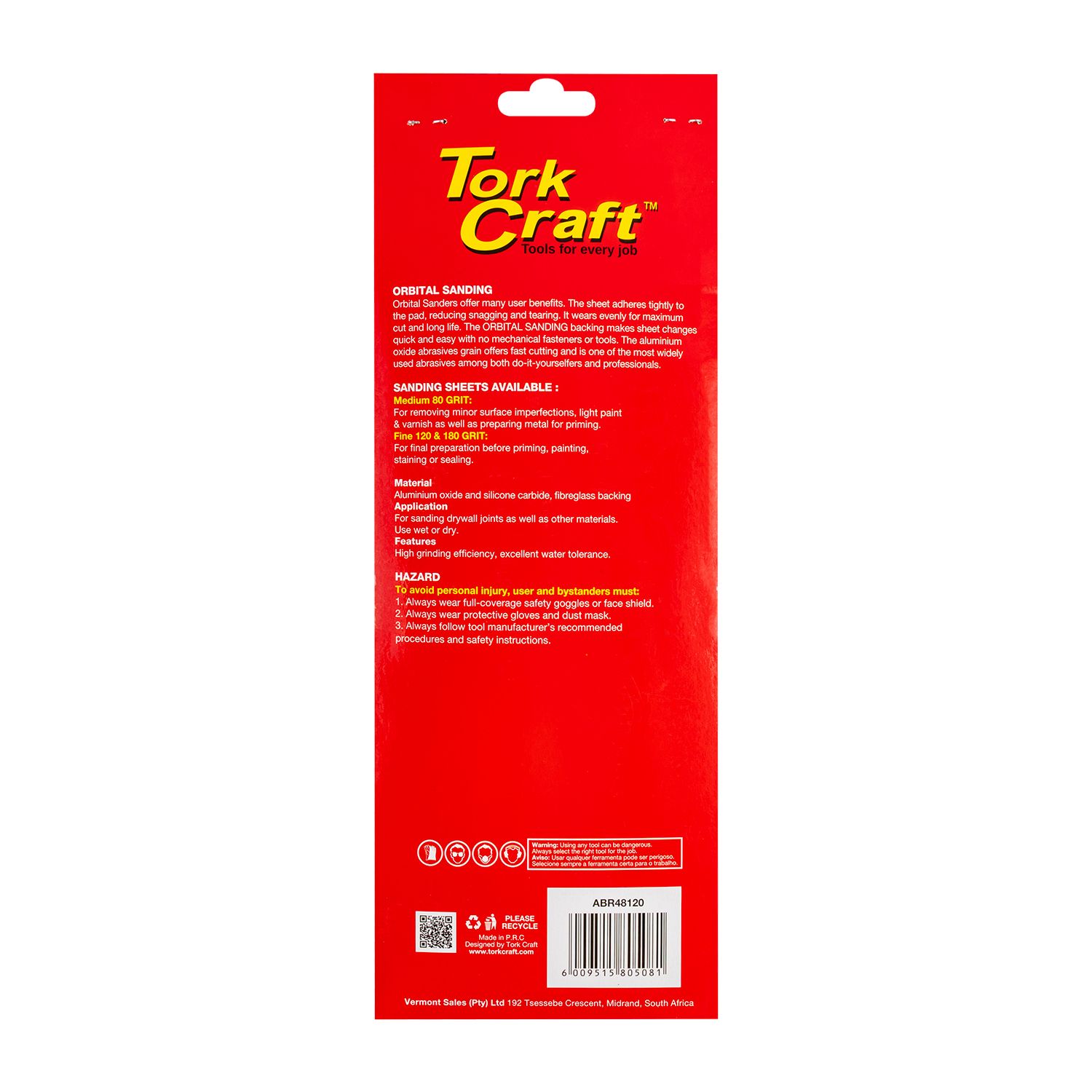 Sanding Sheet Orb 115 X 280mm 120gr Plain No Holes 5/pk