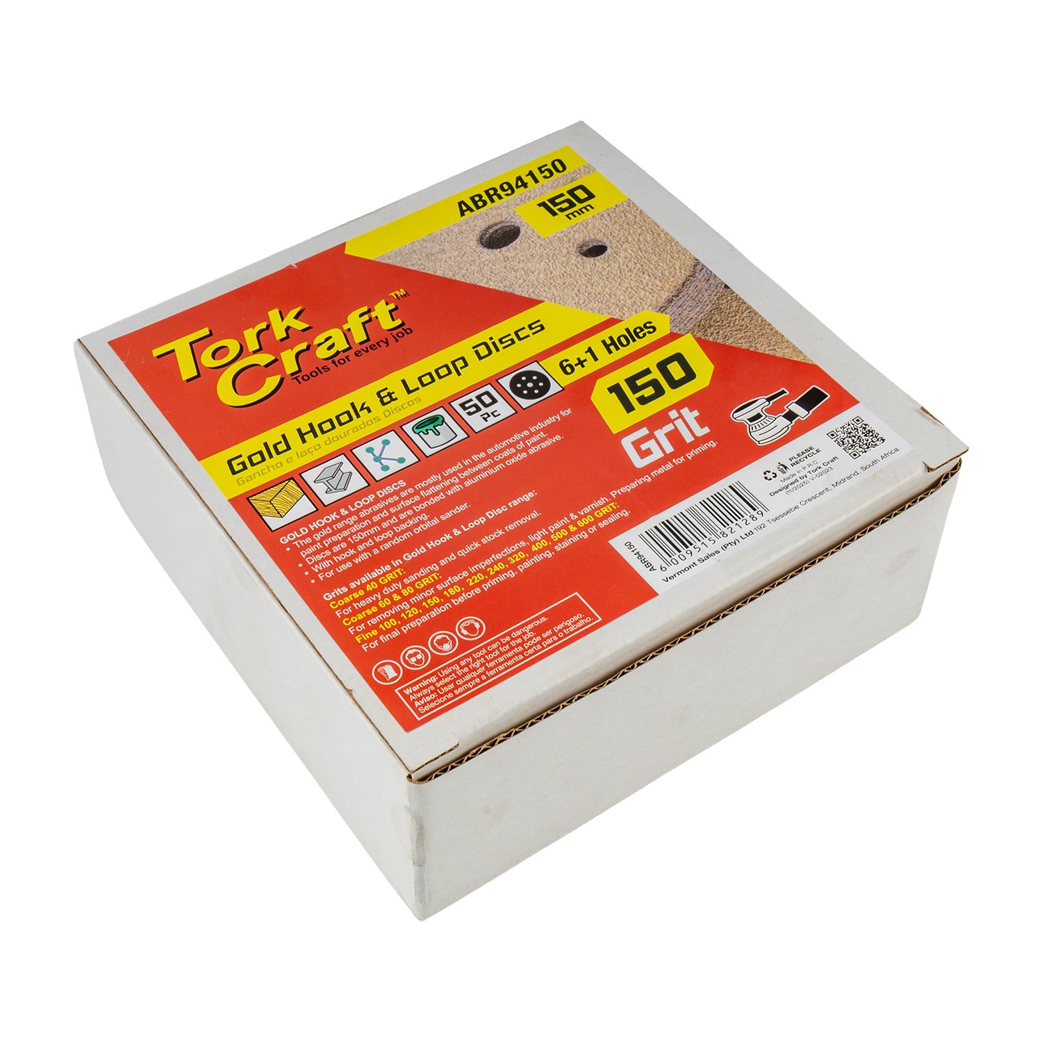 Gold Disc (50 Pieces) 150 Grit 150mm X 6+1 Holes Hook And Loop