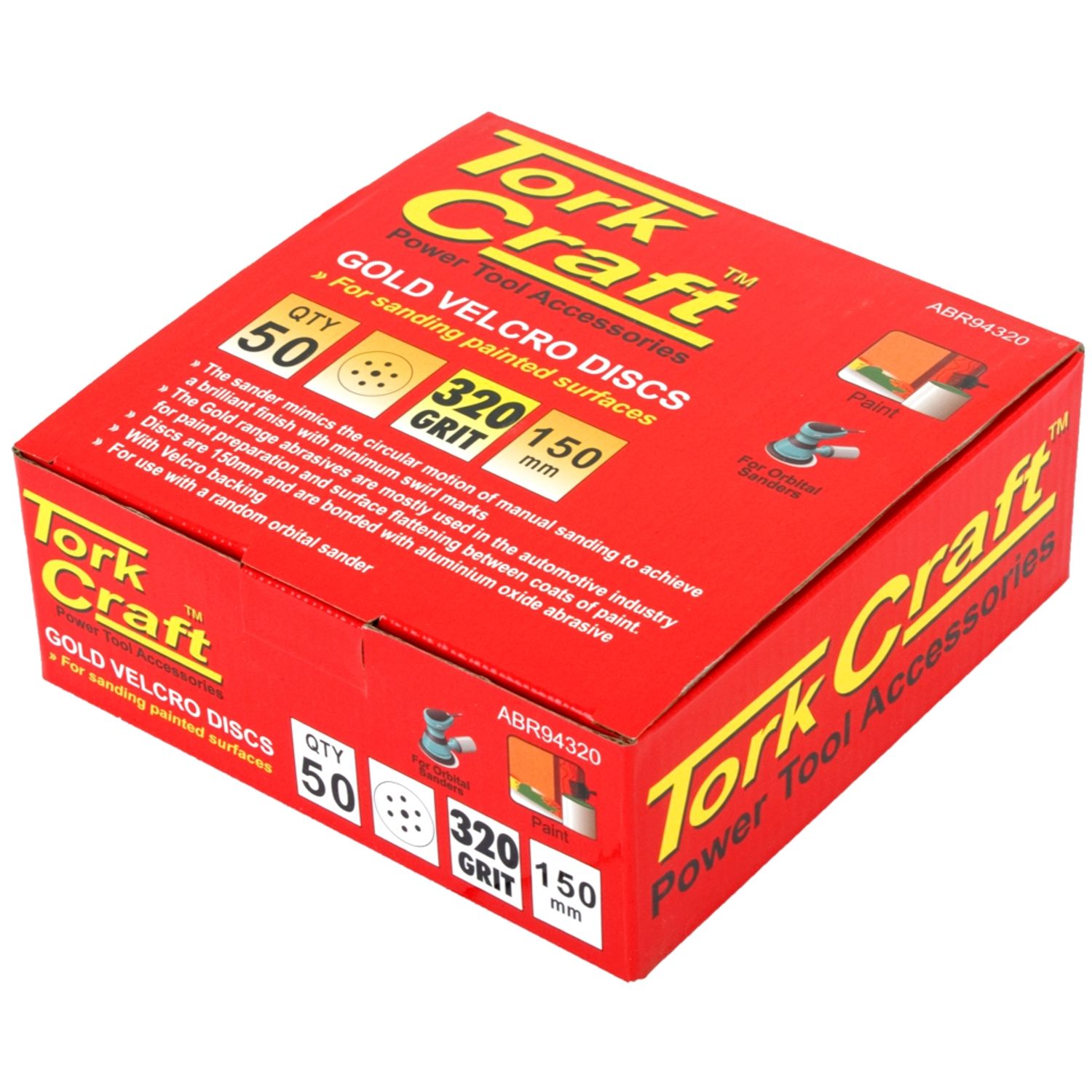 Gold Disc (50 Pieces) 320 Grit 150mm X 6+1 Holes Hook And Loop