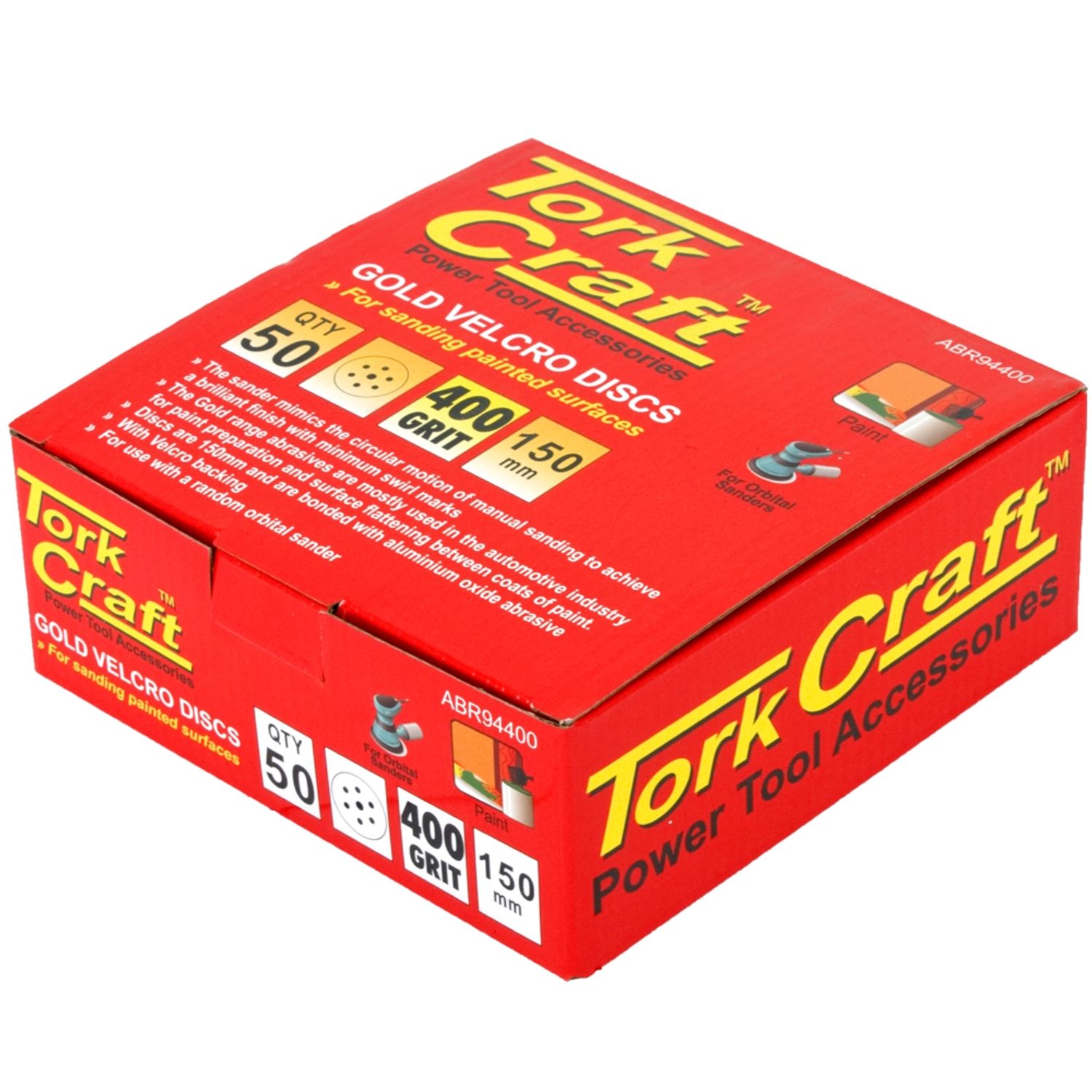 Gold Disc (50 Pieces) 400grit 150mm X 6+1 Holes Hook And Loop