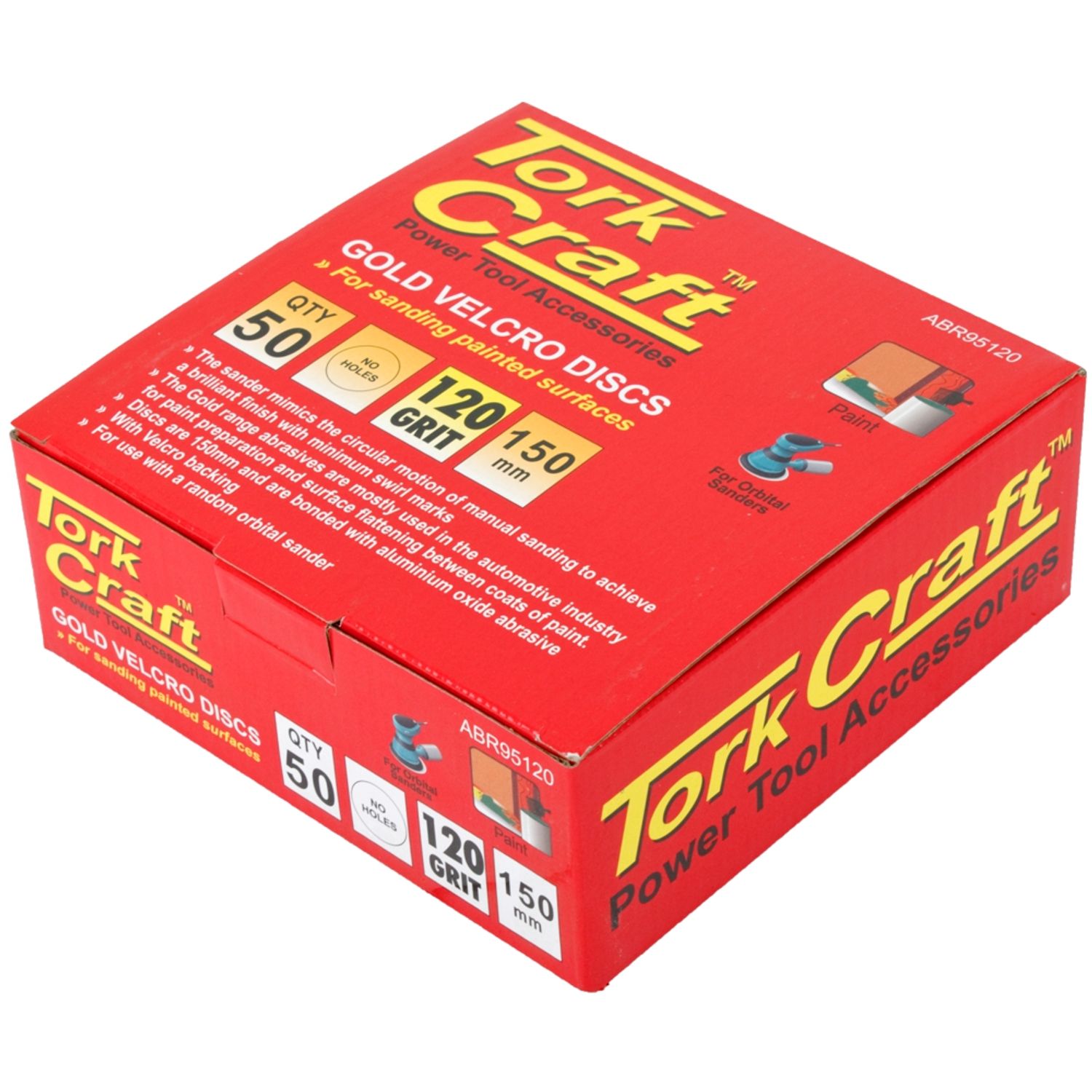Gold Disc (50 Pieces) 120 Grit 150mm Without Hole Hook And Loop