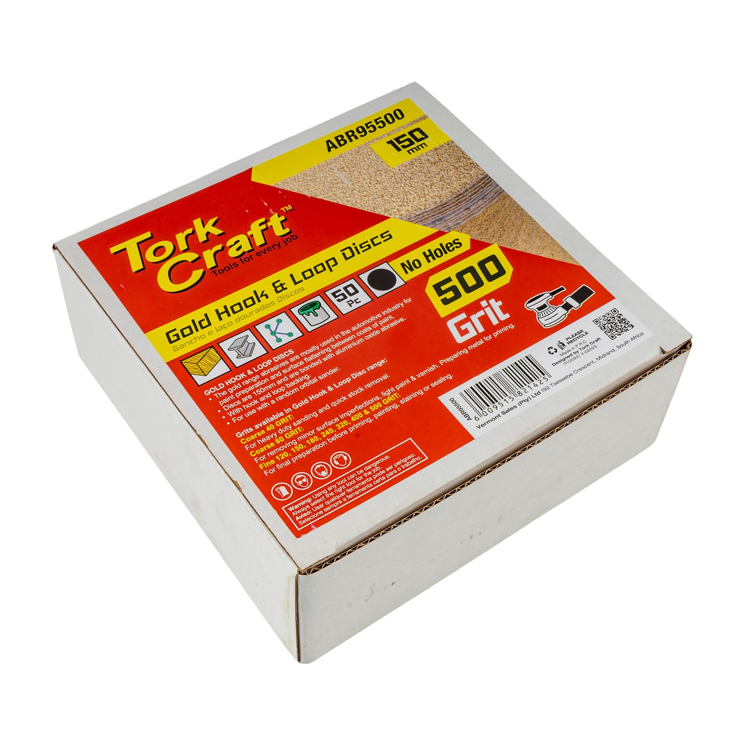 Gold Disc (50 Pieces) 500 Grit 150mm Without Hole Hook And Loop