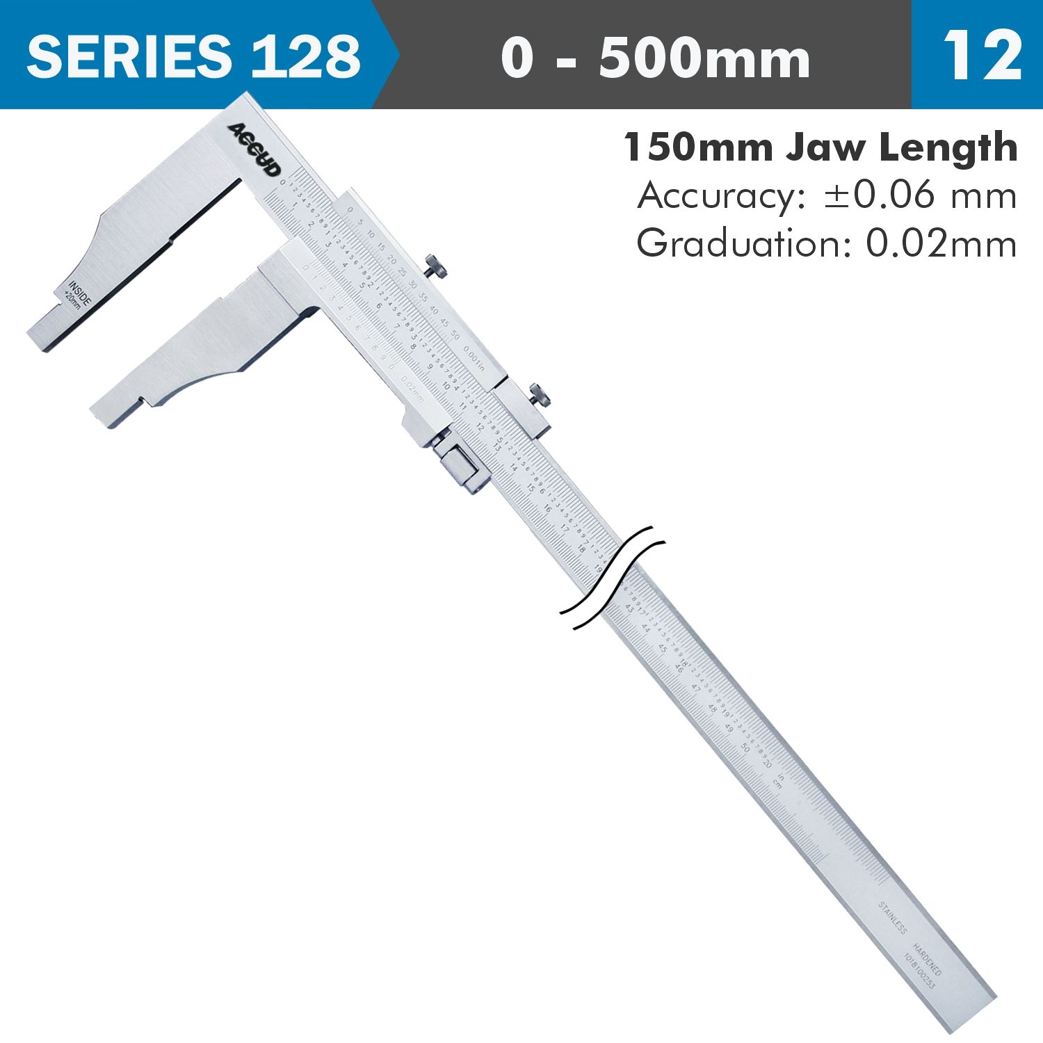 Vernier Caliper Jaw Length 150mm 0-500mm