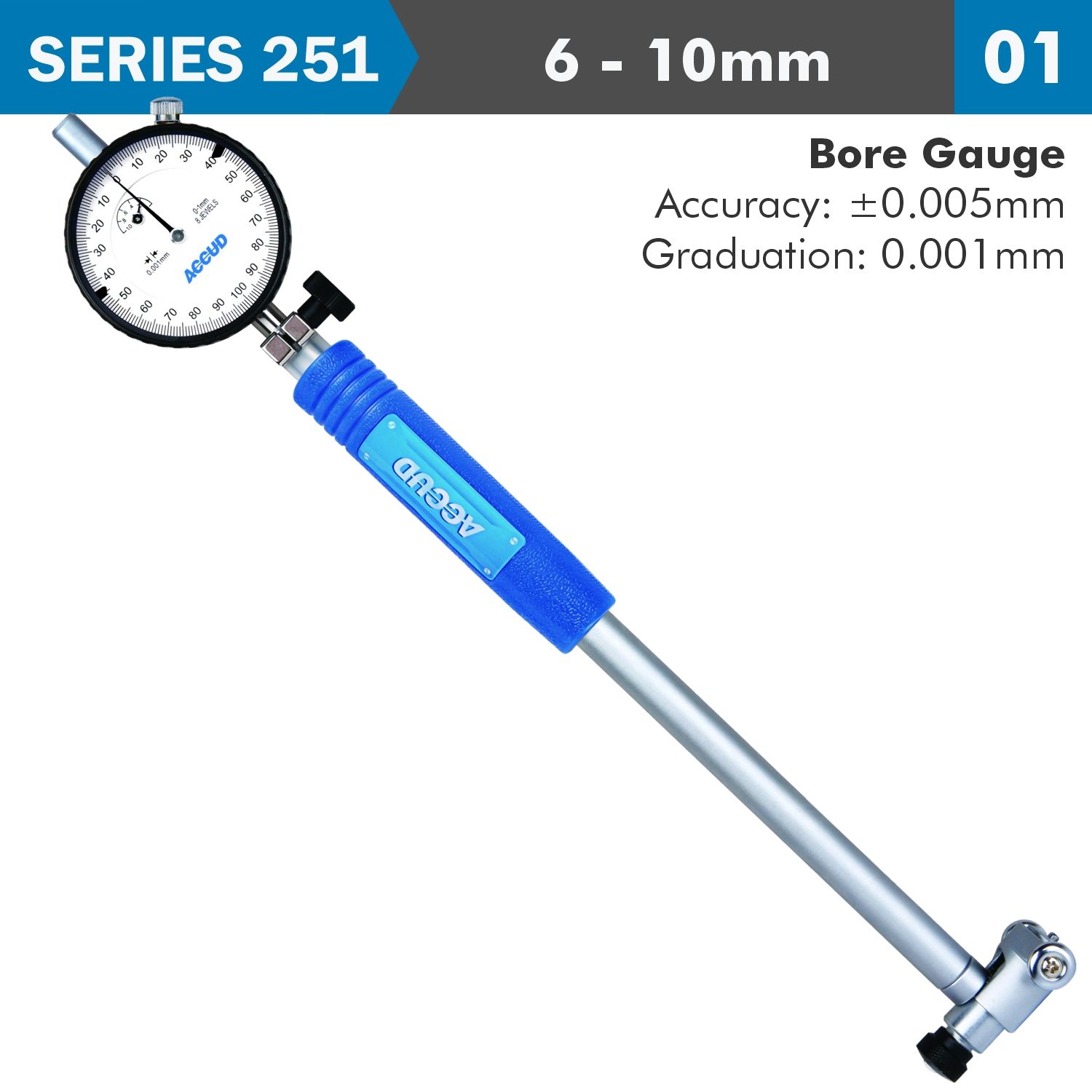 Precision Dial Bore Gauge 6-10mm 0.005mm Acc. 0.001mm Grad.