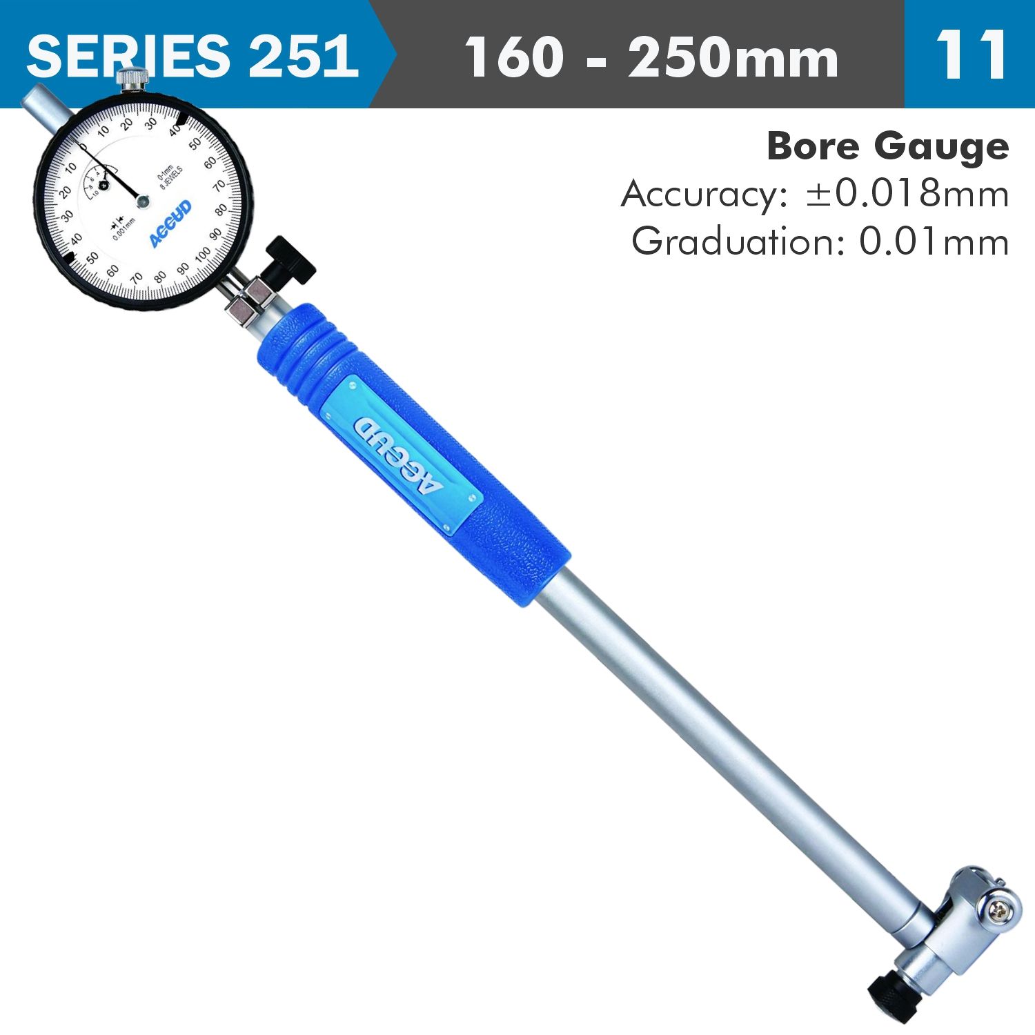 Dial Bore Gauge 160-250mm 0.018mm Acc. 0.001mm Grad.