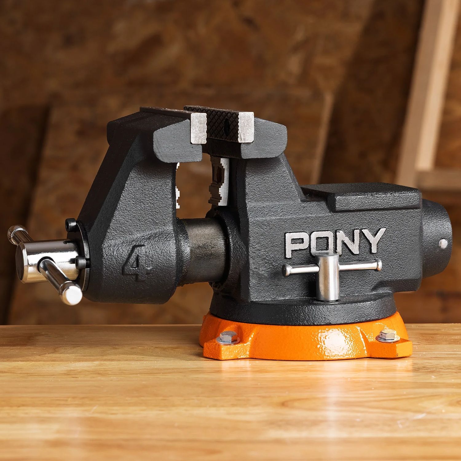 PONY 100mm (4') Pro Heavy-duty Swivel Base Bench Vise