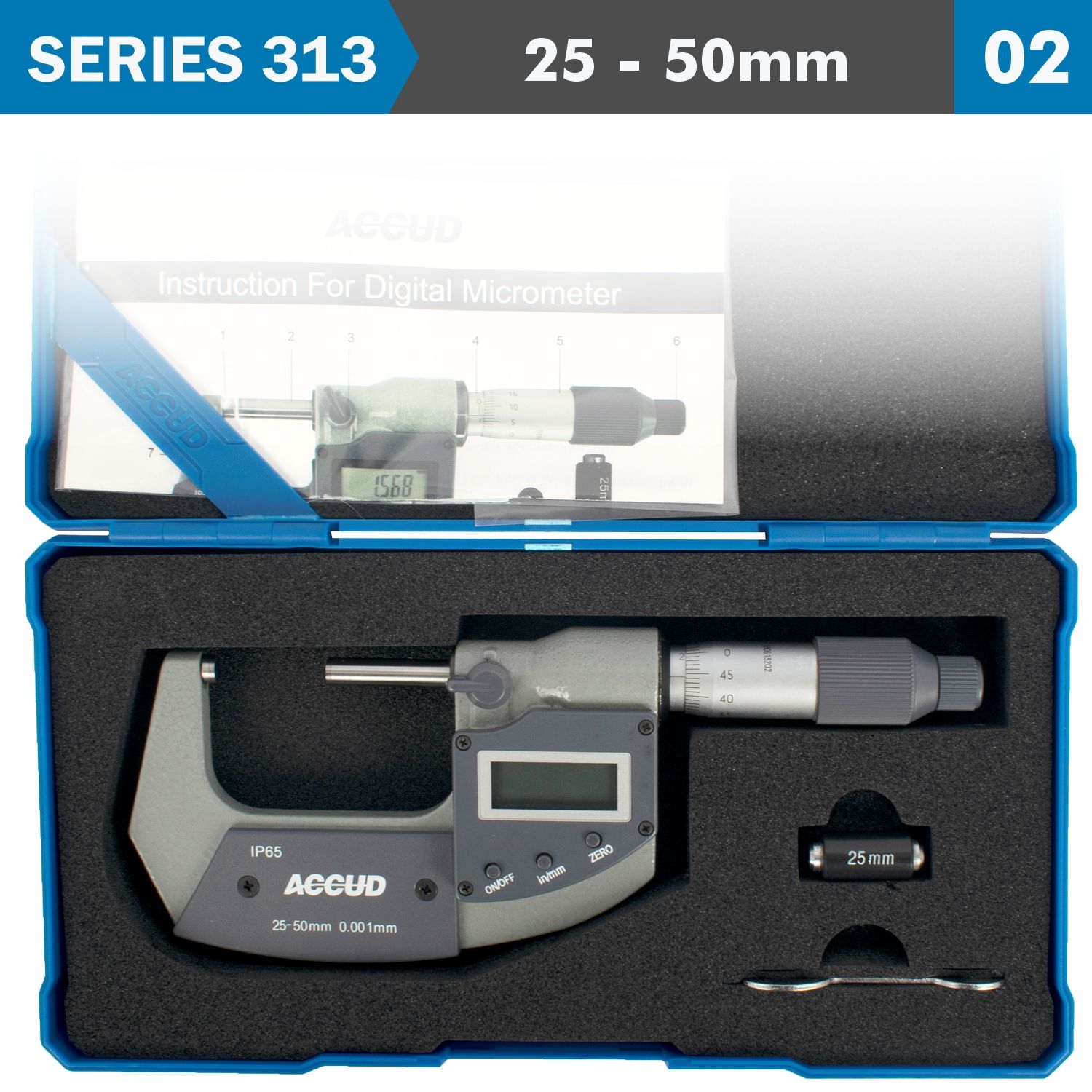 Dig. Outside Micrometer 25-50mm 0.002mm Acc Ip65. 0.001mm Res.