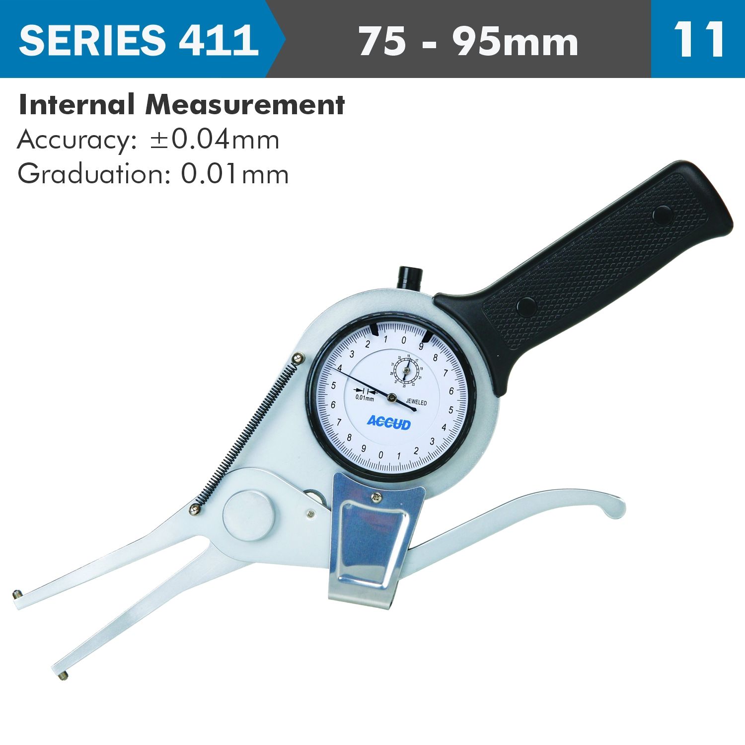 Int. Dial Caliper Gauge 75-95mm 0.04mm Acc. 0.01mm Grad. Jaw Length 10