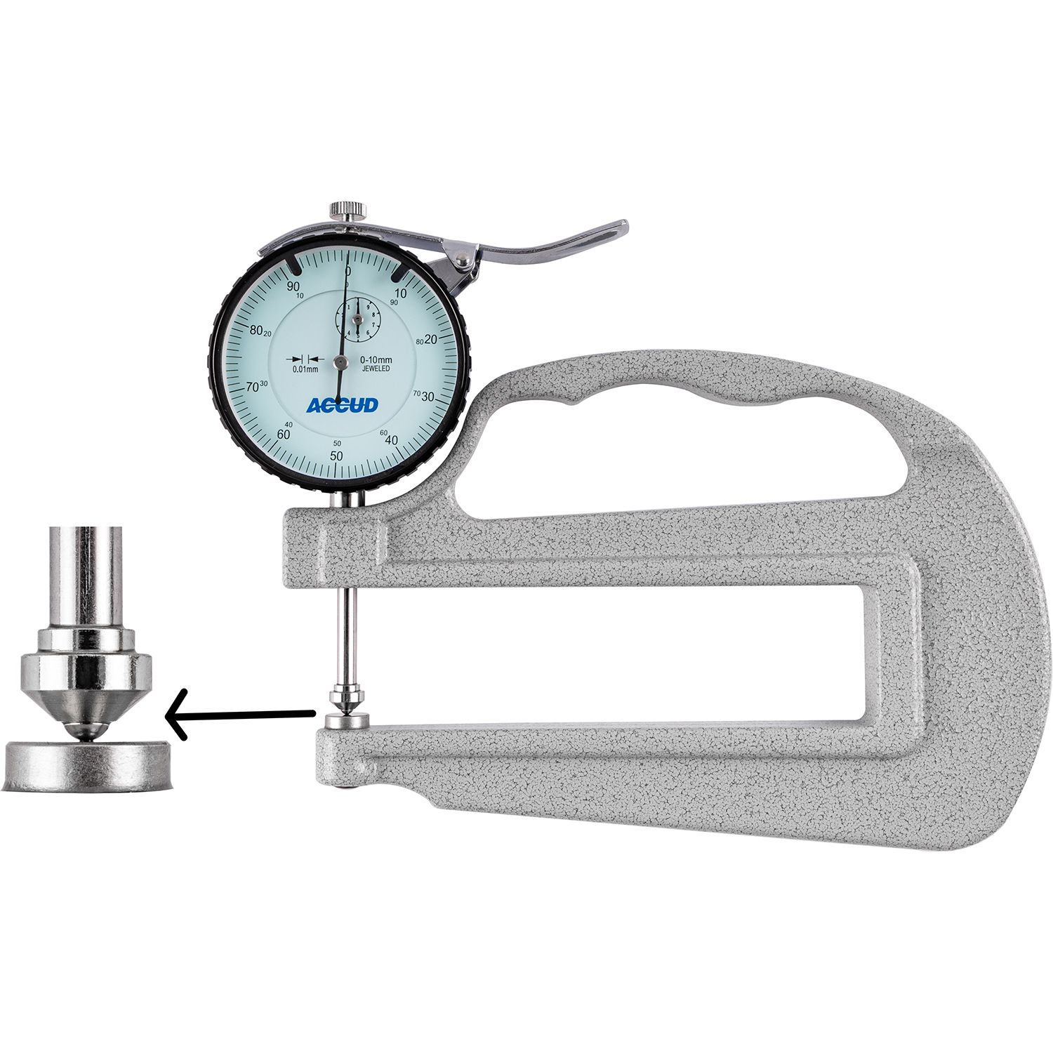 Thickness Gauge 10mm 0.02mm Acc. Large Depth Steel Anvil 0.01mm Grad.
