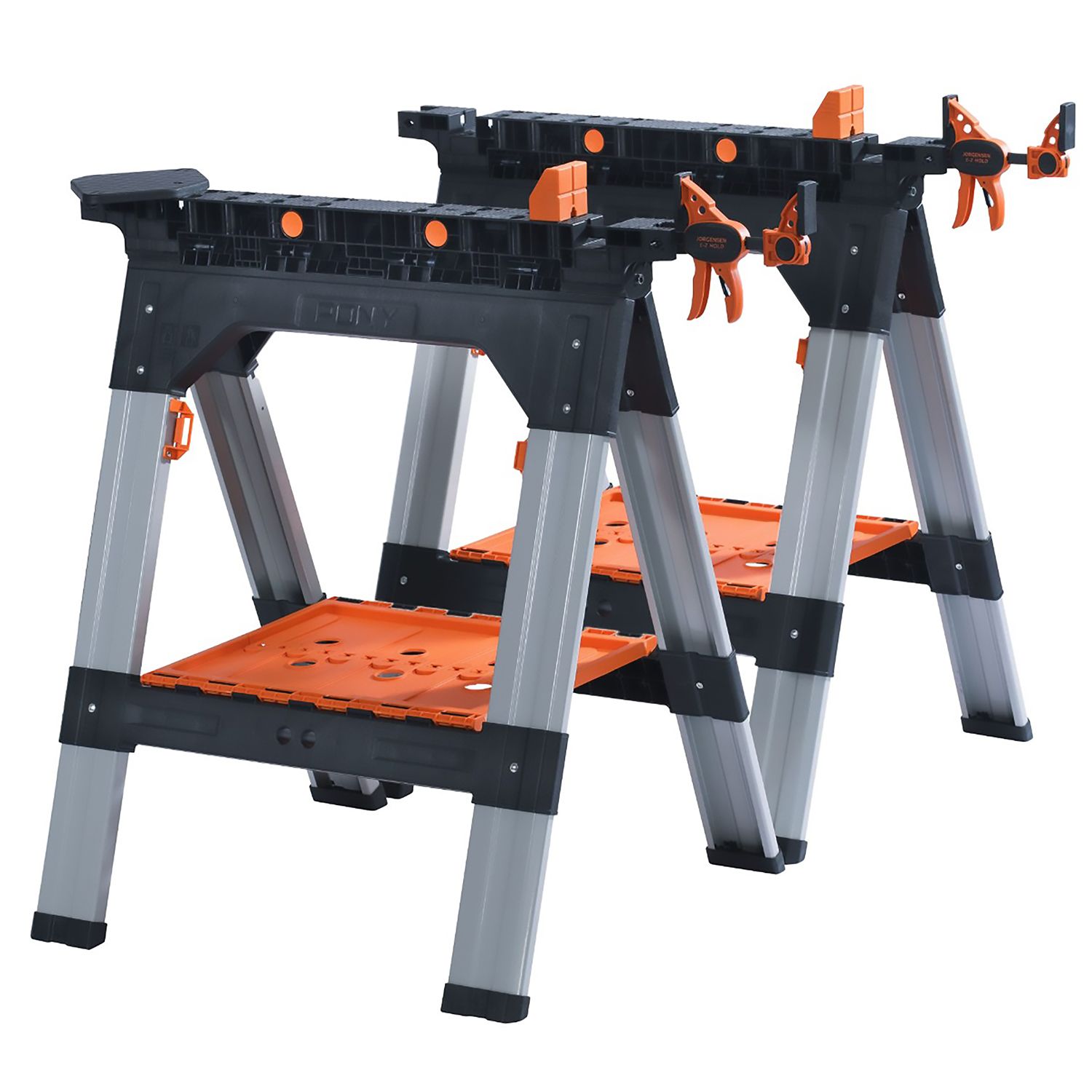 PONY 2pc 710mm Multi-func. Sawhorses / 2pc E-z Hold 12' Expandable Cla