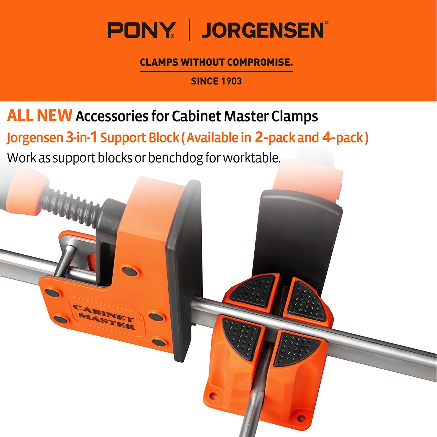 Jorgensen 3-in-1 Support Block 4pc For Parallel Clamps 3/4' Bench Top