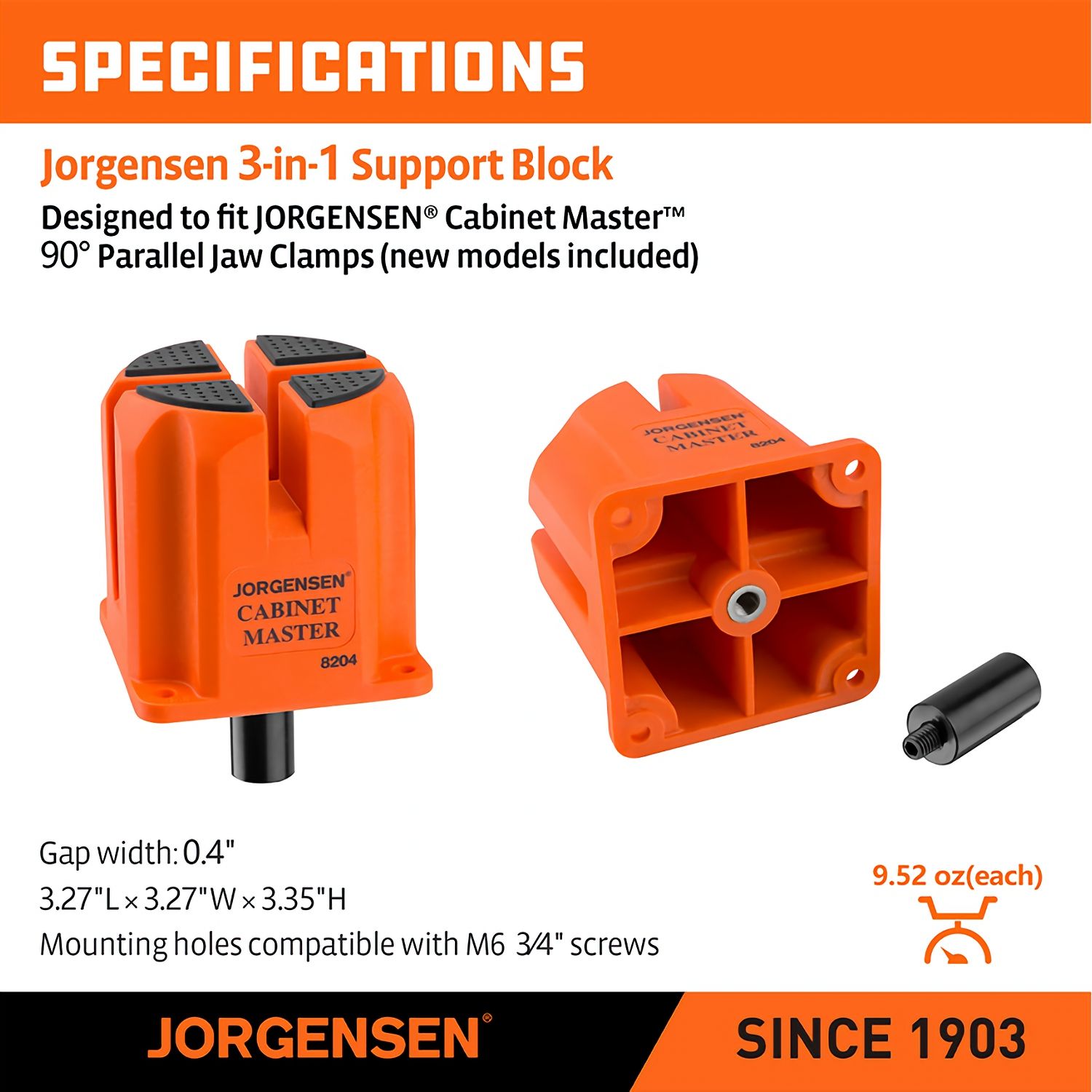 Jorgensen 3-in-1 Support Block 4pc For Parallel Clamps 3/4' Bench Top