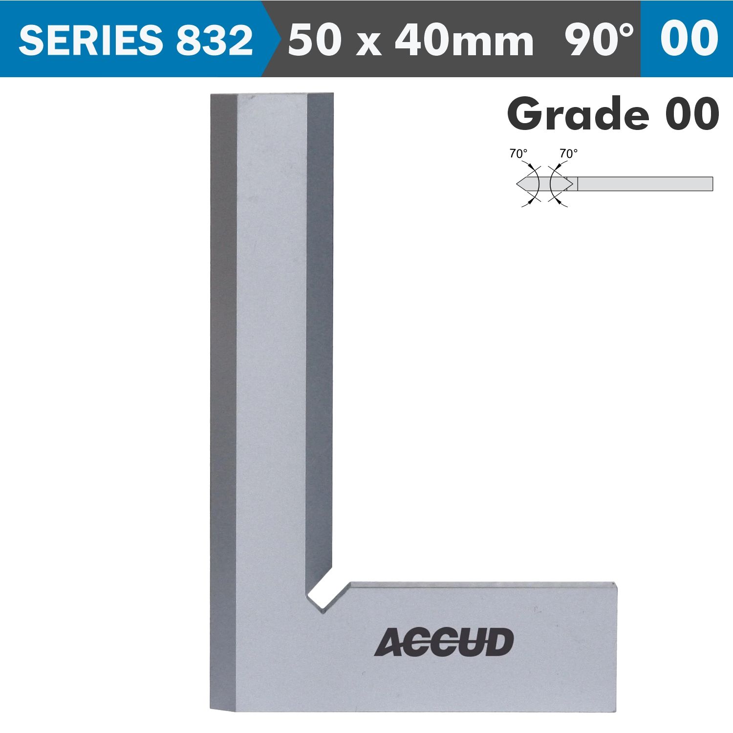 Beveled Edge Square 90 Deg. Grade 00 50x40mm