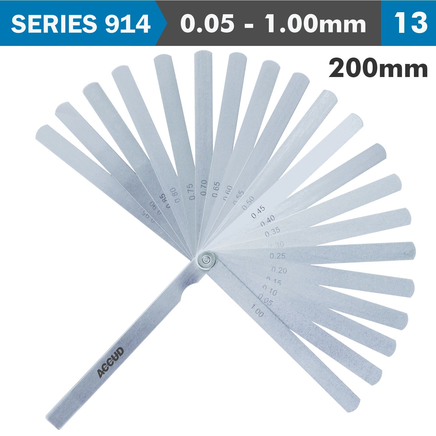 Long Feeler Gauge 200mm 0.05-1.00 13 Leaves Din2275