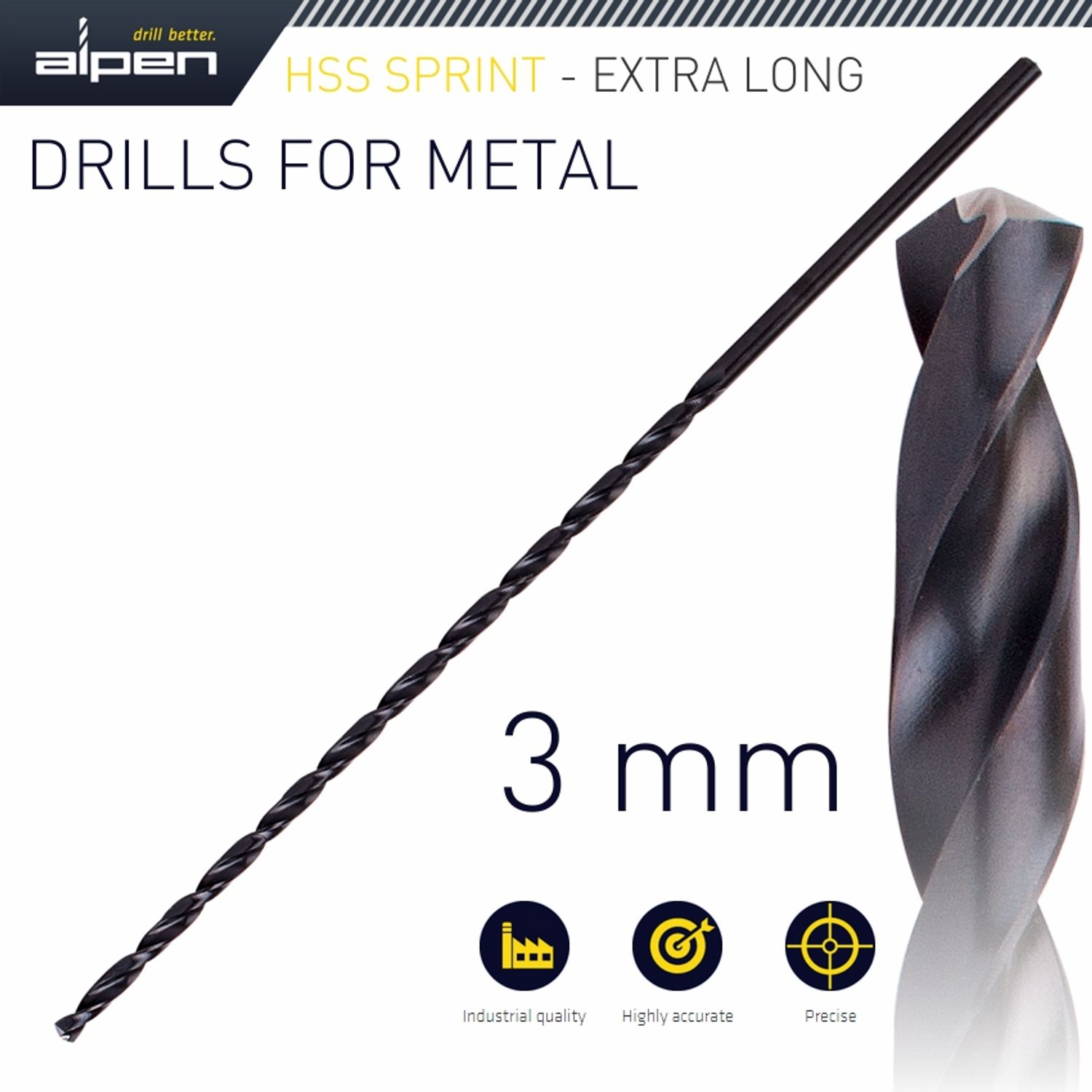 Hss Drill Bit 3mm 150x100 Extra Long