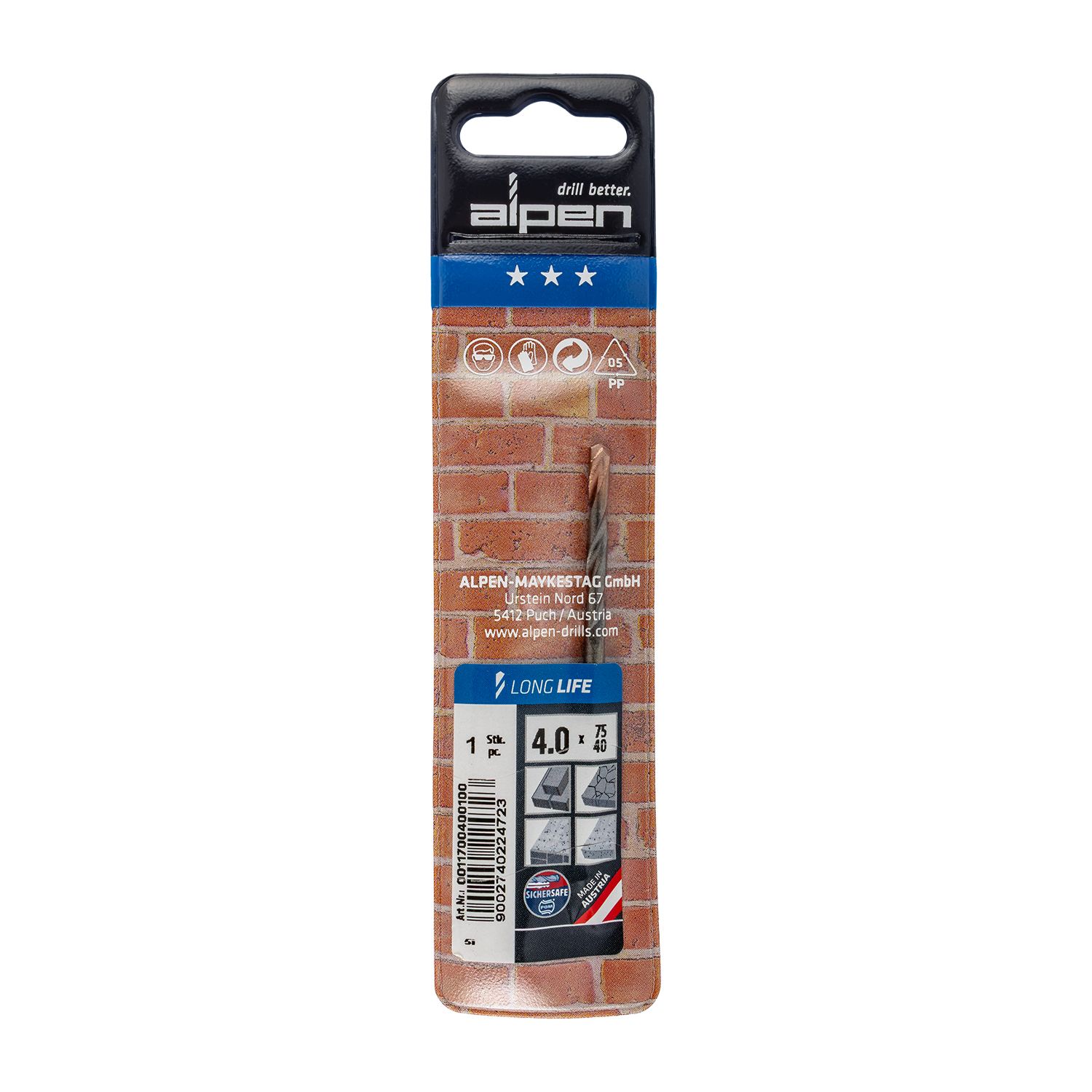 Masonry Drill Bit Long Life 4 X 75mm