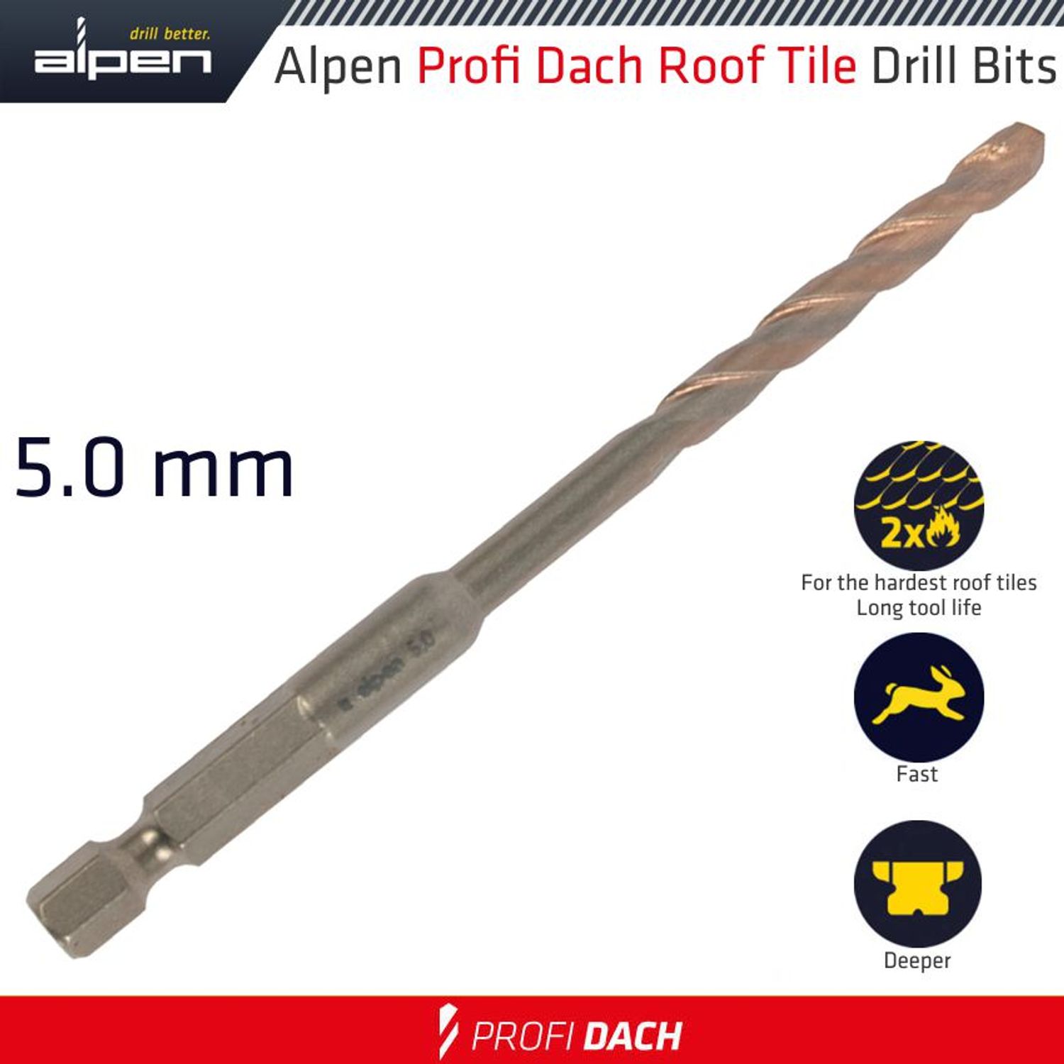 Roof Tile Drill Bit Hex 5.0mm 1/pack