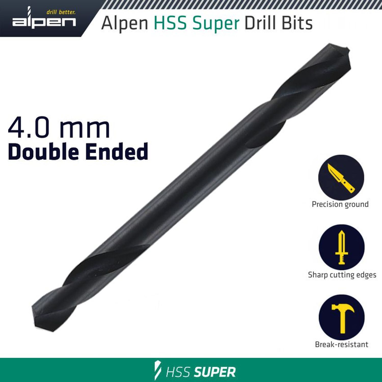 Hss Super Drill Bit Double Ended 4.0mm 1/pack