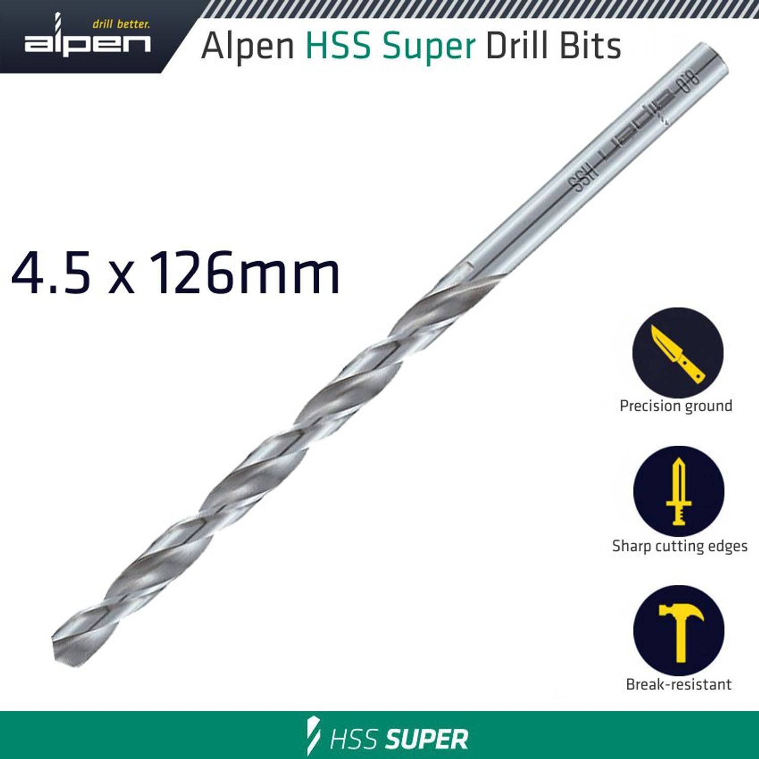 Hss Drill Bit Long 4.5 X 126mm Bulk