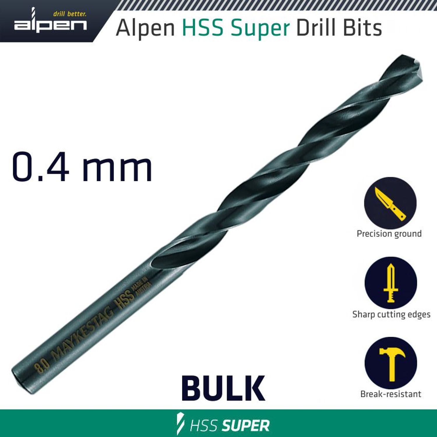 Hss Super Drill Bit 0.4mm Bulk
