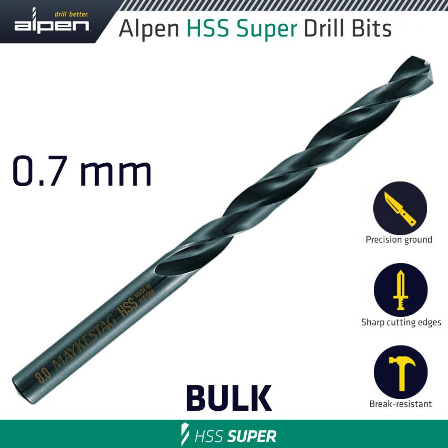 Hss Super Drill Bit 0.7mm Bulk
