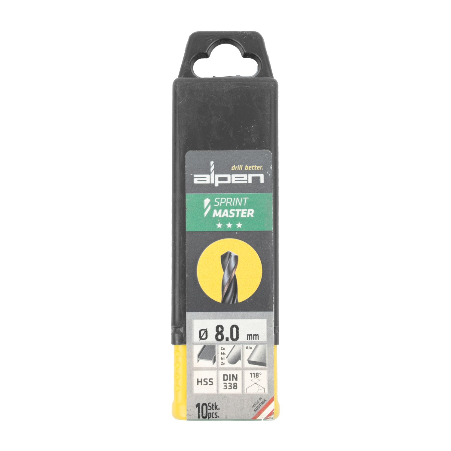 Hss Sprint Master 8.0mm 10-pack Hang Tag Din 338 ALPEN Drill Bits