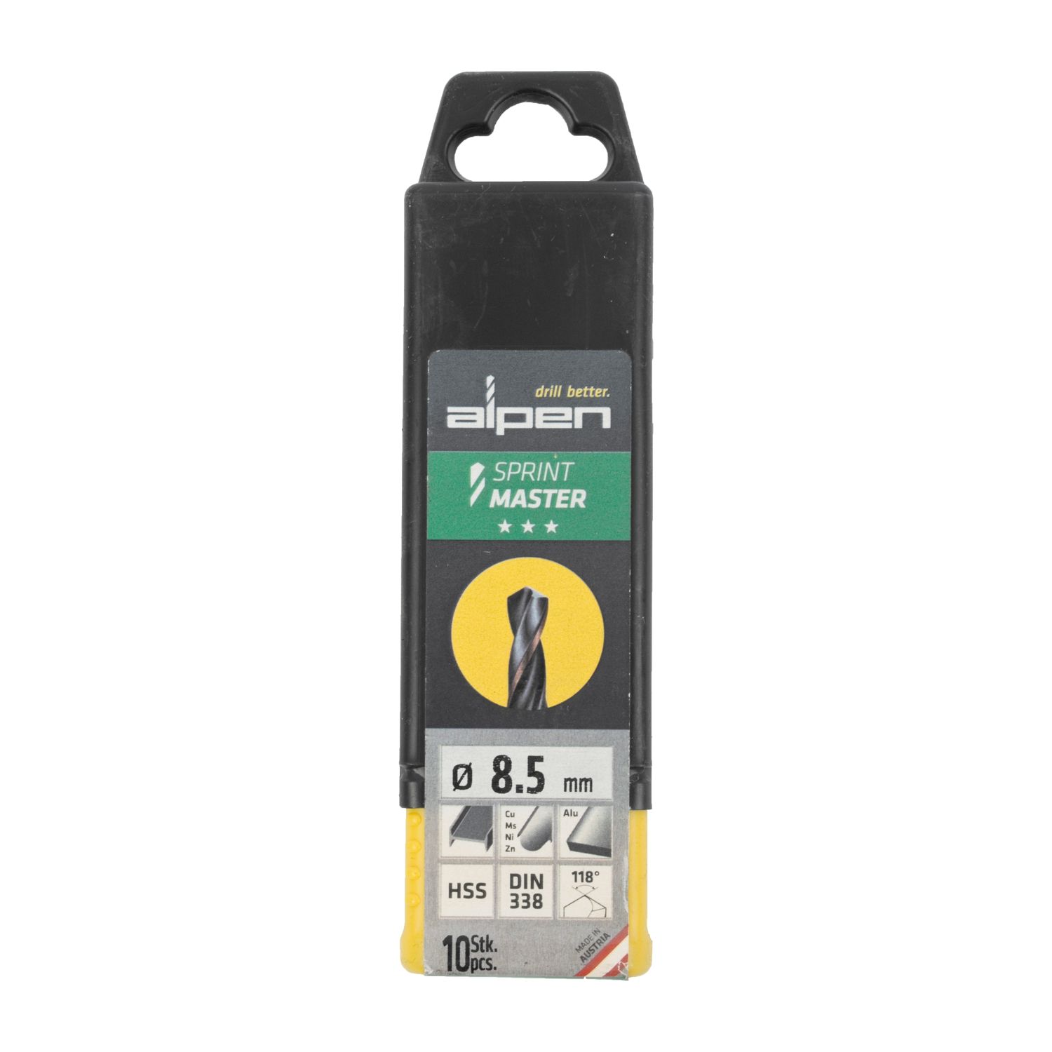 Hss Sprint Master 8.5mm 10-pack Hang Tag Din 338 ALPEN Drill Bits