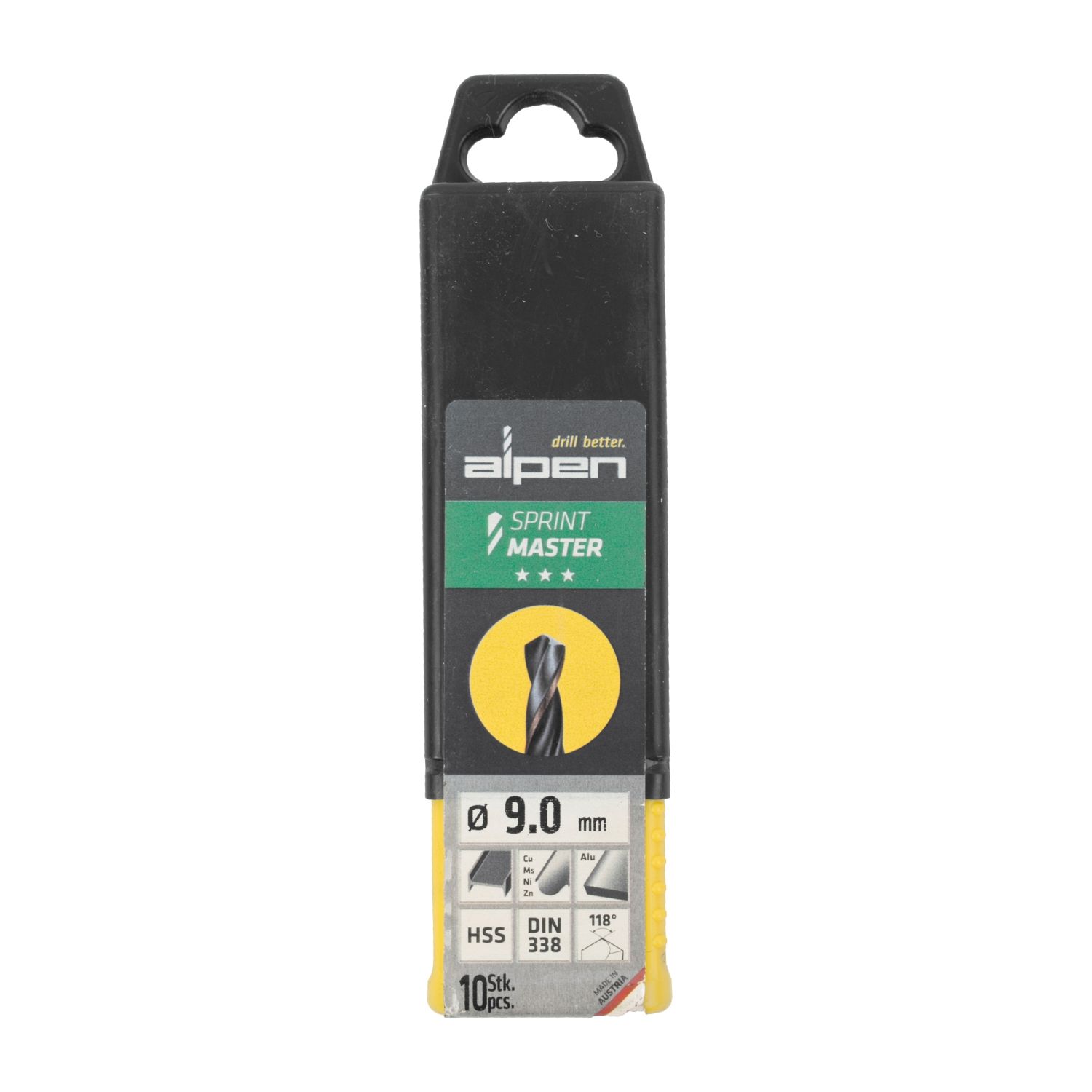 Hss Sprint Master 9.0mm 10-pack Hang Tag Din 338 ALPEN Drill Bits