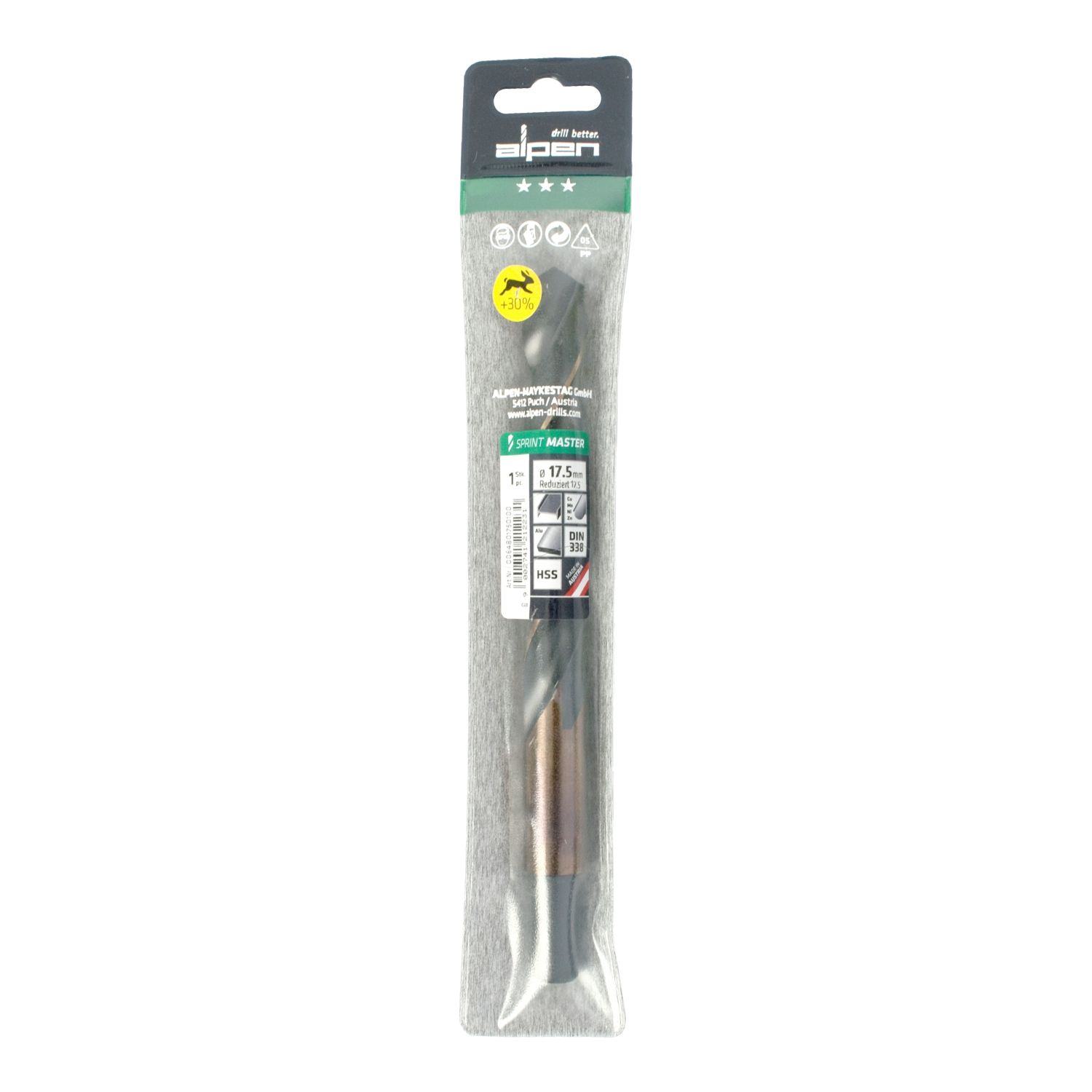 Hss Sprint Master 17.5mm Red Shank 12.5mm X1 Sleeved Din338 ALPEN Dril