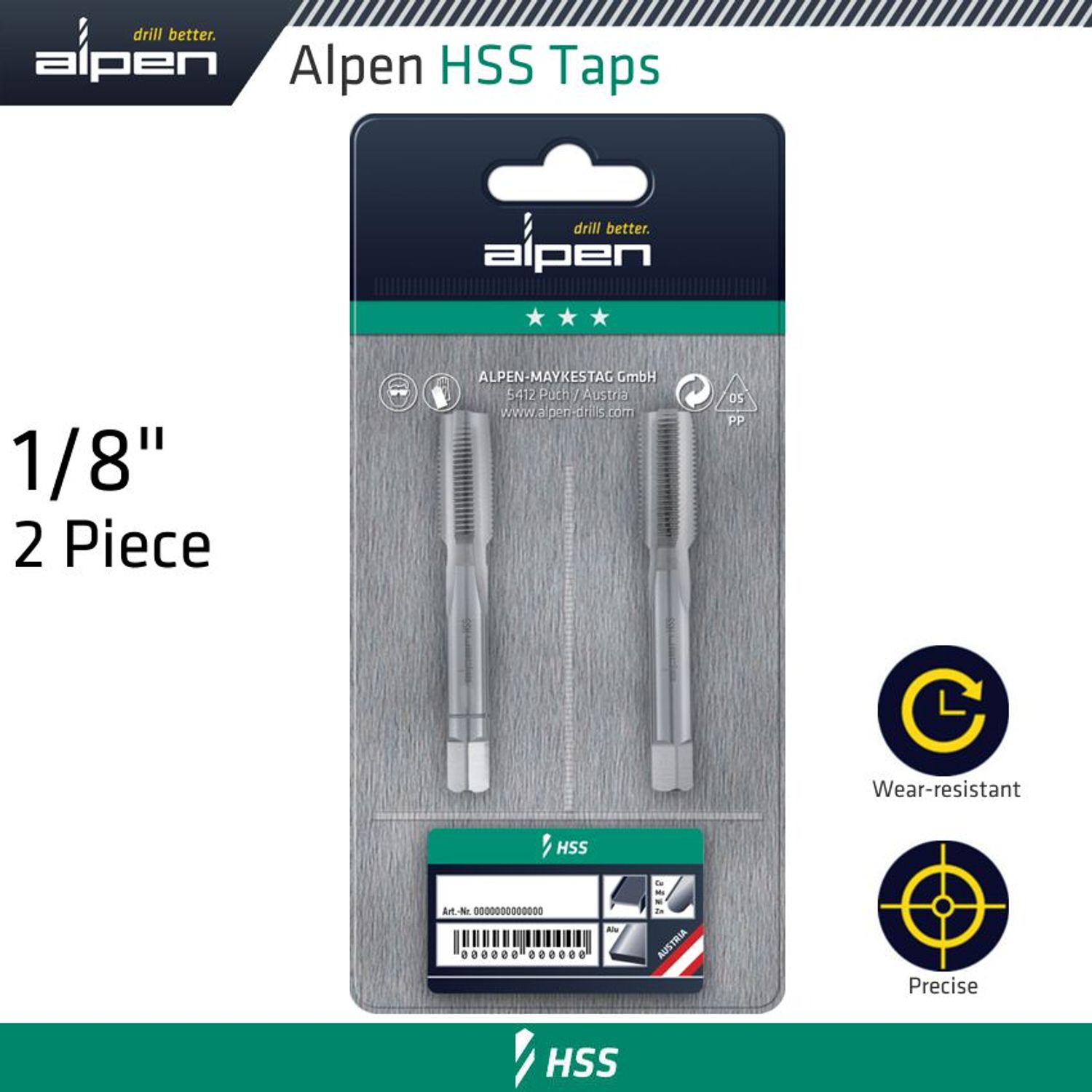 Hss Hand Tap Set Imperial G 1/8" Pouched