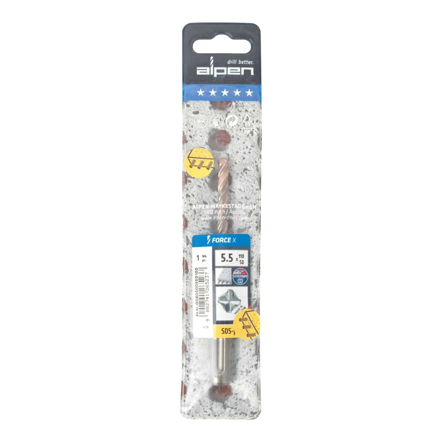 Force X 5.5 X 110/050 Sds-plus Rebar Drill Bit X4 Cutting Edges