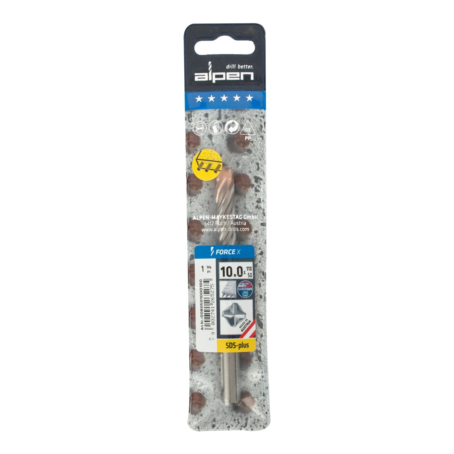 Force X 10.0 X110/050 Sds-plus Rebar Drill Bit X4 Cutting Edges