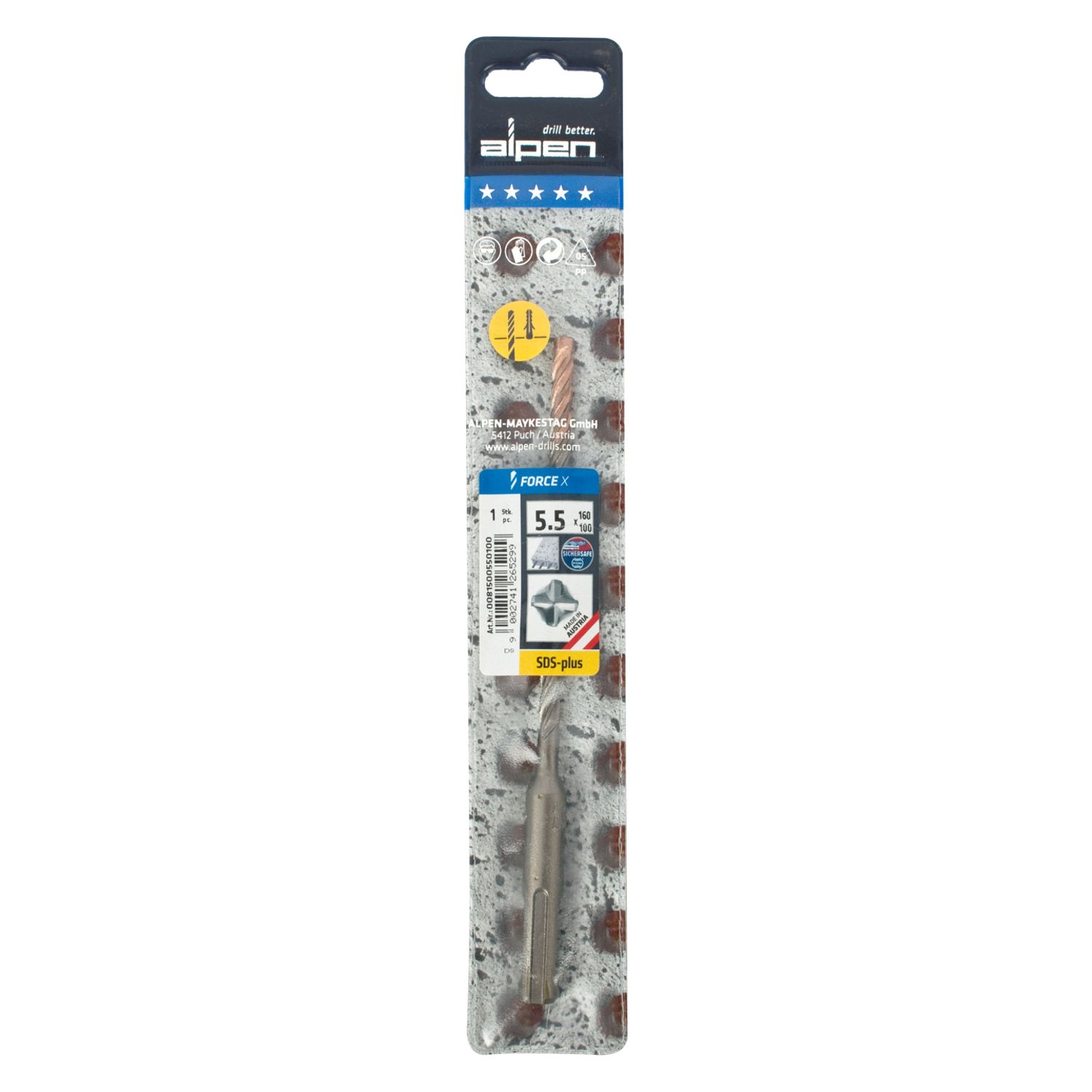Force X 5.5 X 160/100 Sds-plus Rebar Drill Bit X4 Cutting Edges