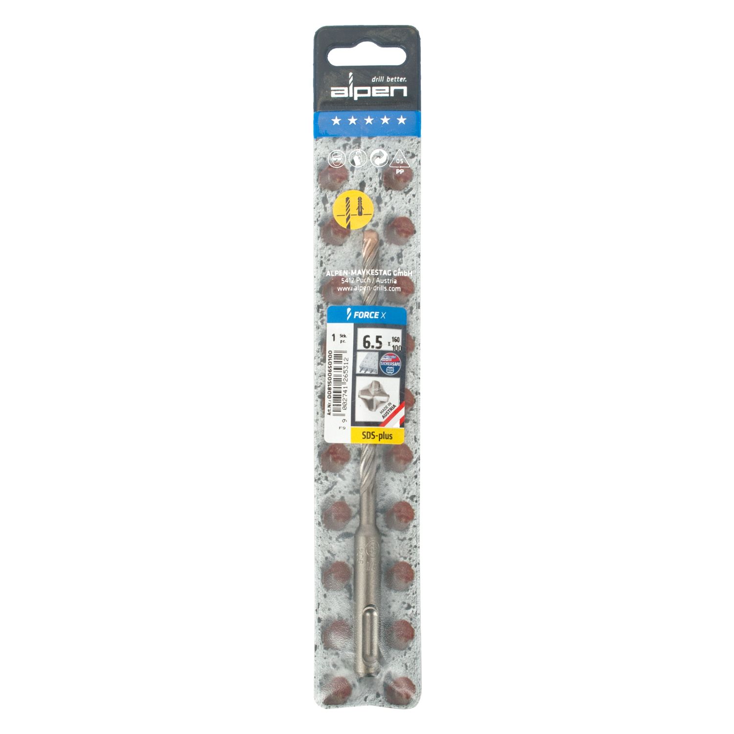 Force X 6.5 X 160/100 Sds-plus Rebar Drill Bit X4 Cutting Edges