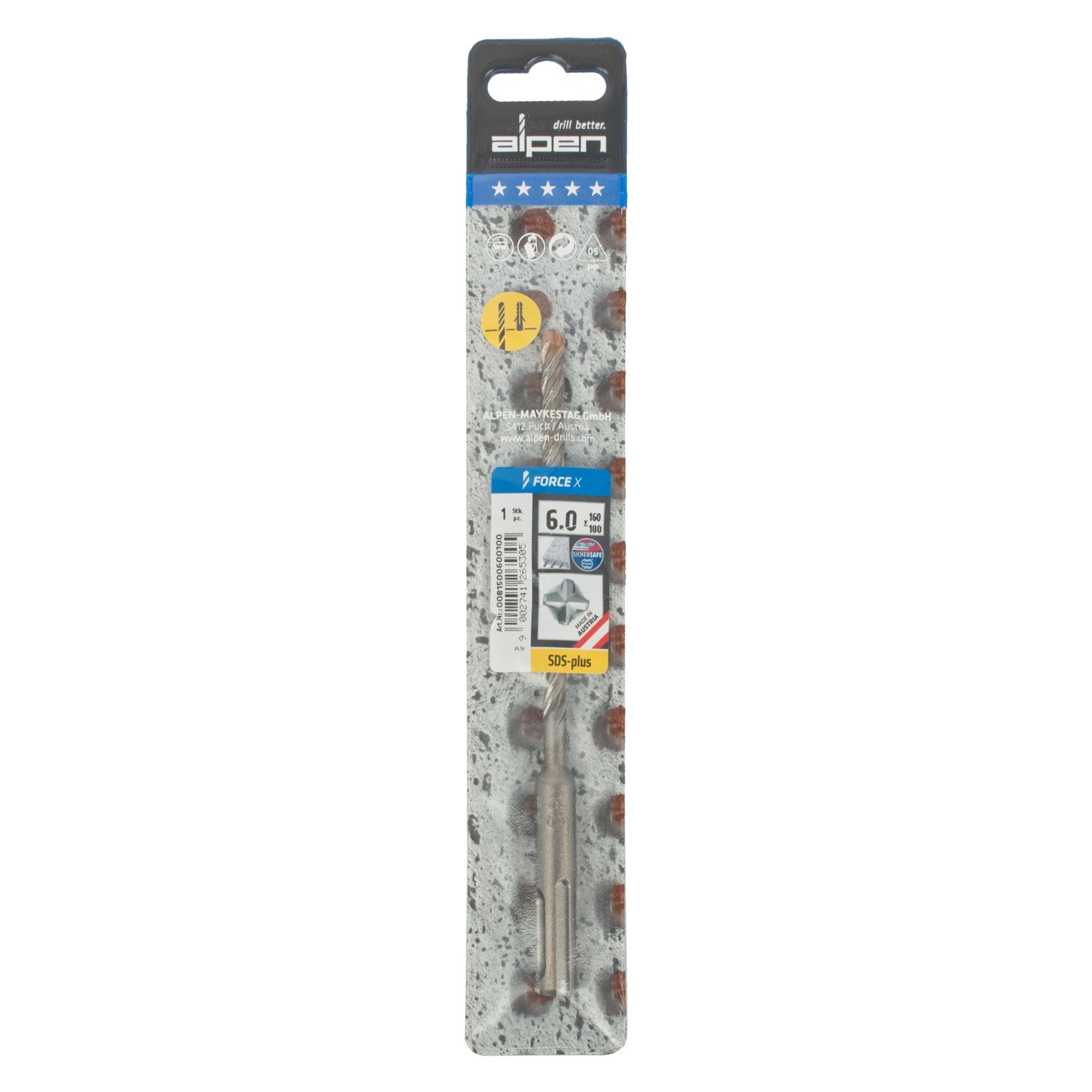 Force X 6.0 X 160/100 Sds-plus Rebar Drill Bit X4 Cutting Edges