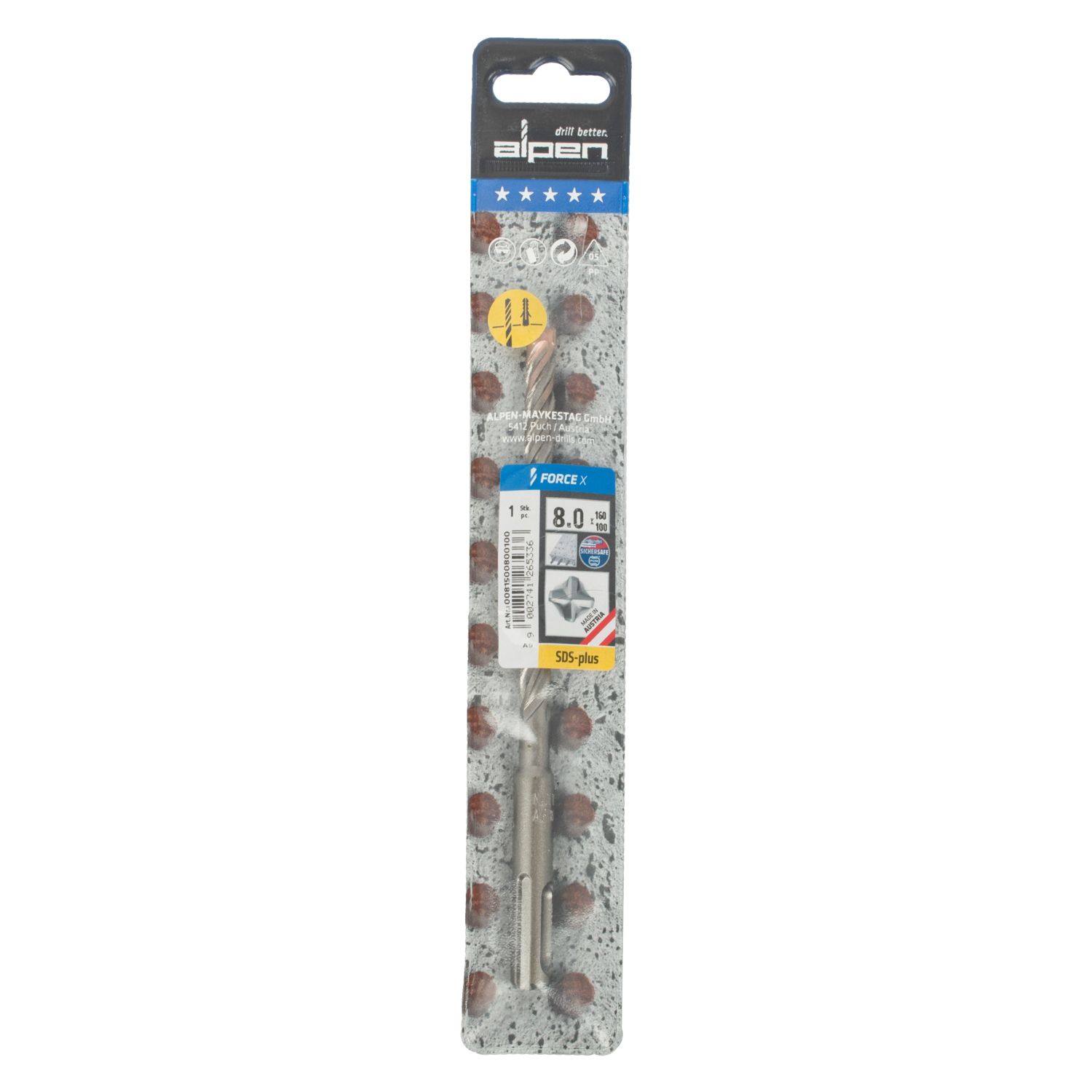 Force X 8.0 X 160/100 Sds-plus Rebar Drill Bit X4 Cutting Edges