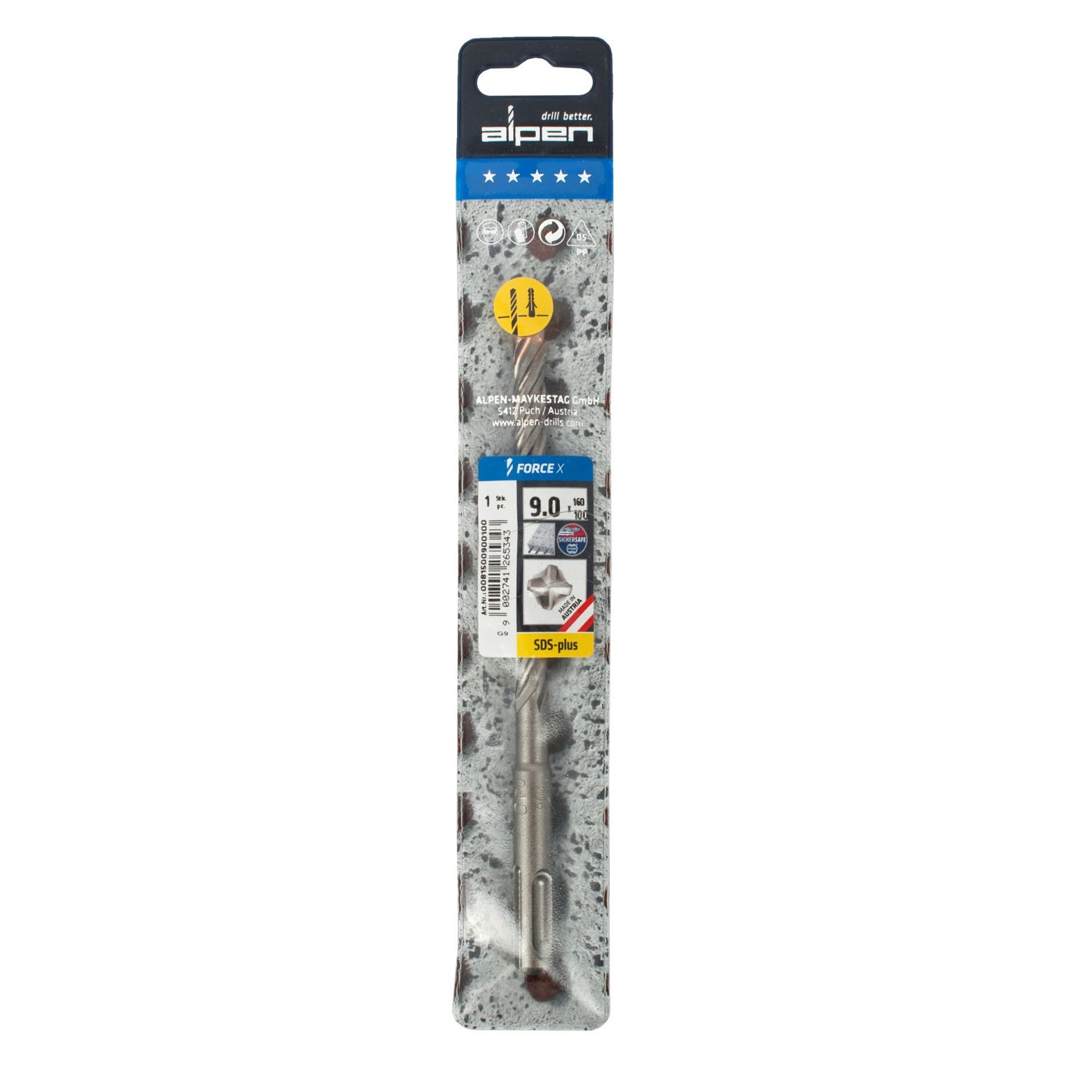 Force X 9.0 X 160/100 Sds-plus Rebar Drill Bit X4 Cutting Edges