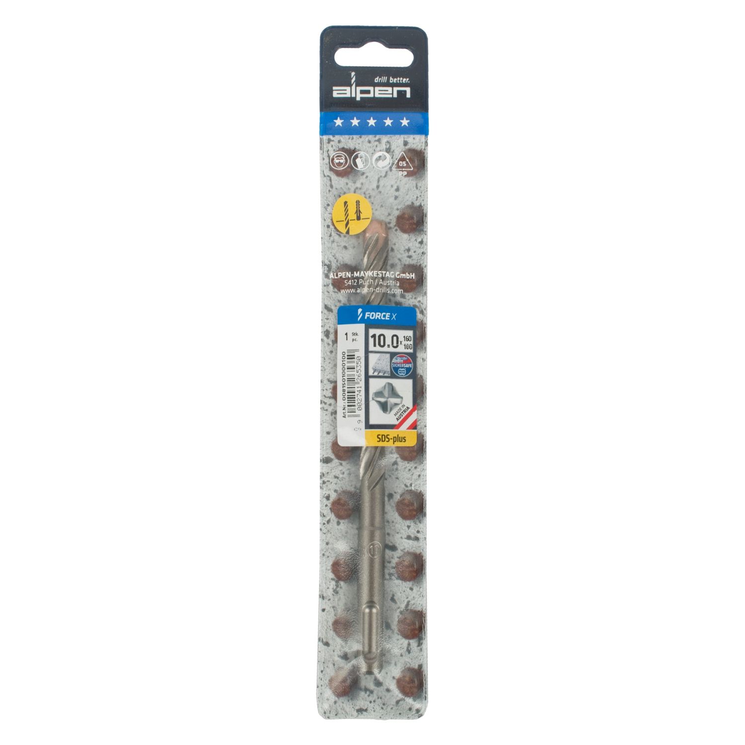 Force X 10.0 X 160/100 Sds-plus Rebar Drill Bit X4 Cutting Edges