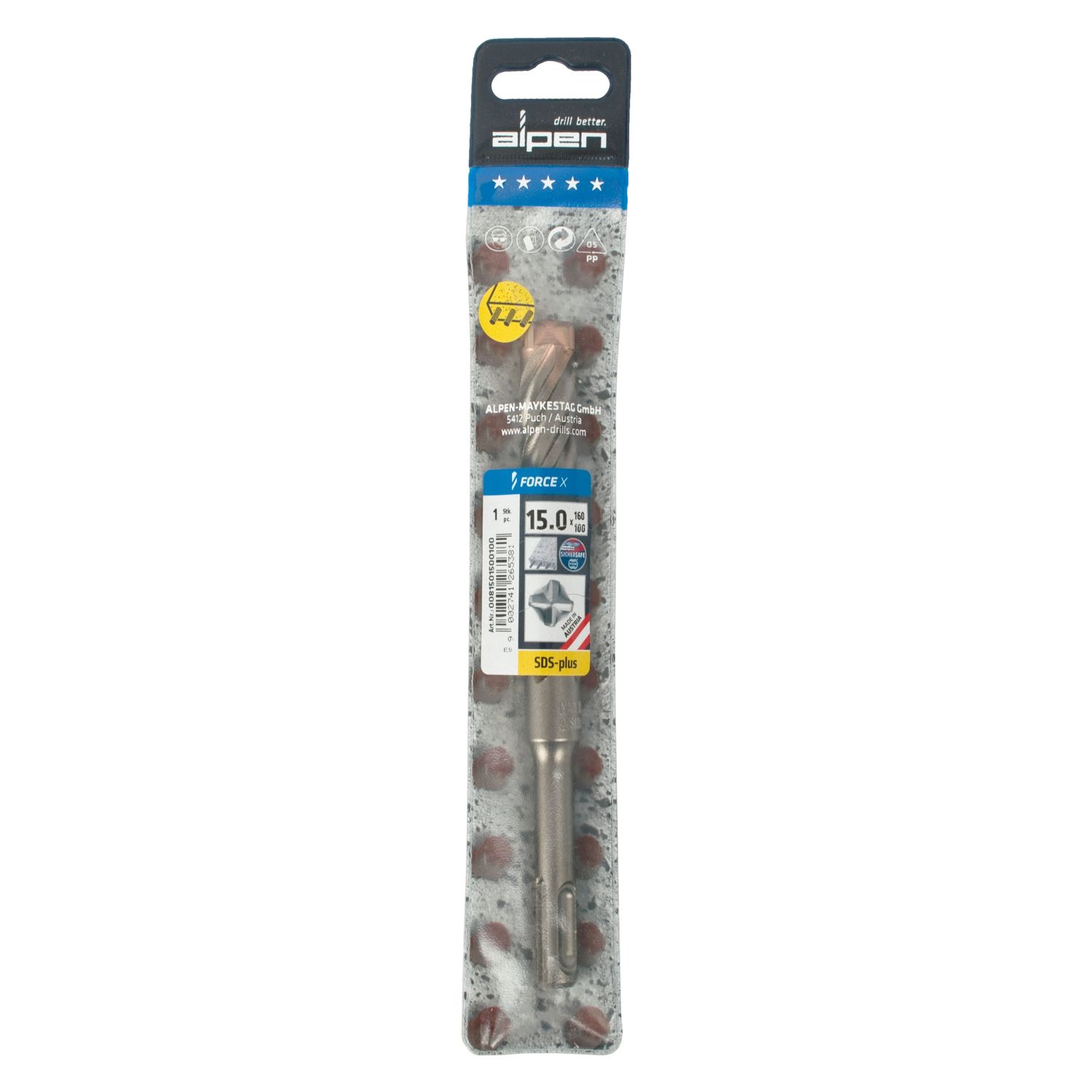 Force X 15.0 X160/100 Sds-plus Rebar Drill Bit X4 Cutting Edges