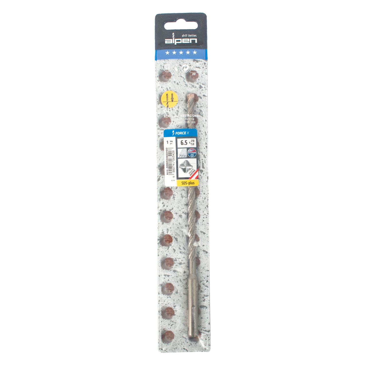 Force X 6.5 X 210/150 Sds-plus Rebar Drill Bit X4 Cutting Edges