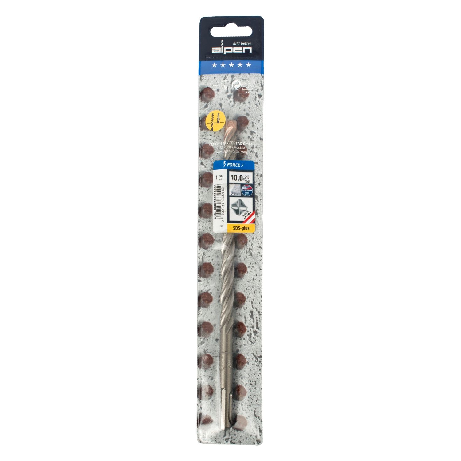 Force X 10.0 X 210/150 Sds-plus Rebar Drill Bit X4 Cutting Edges