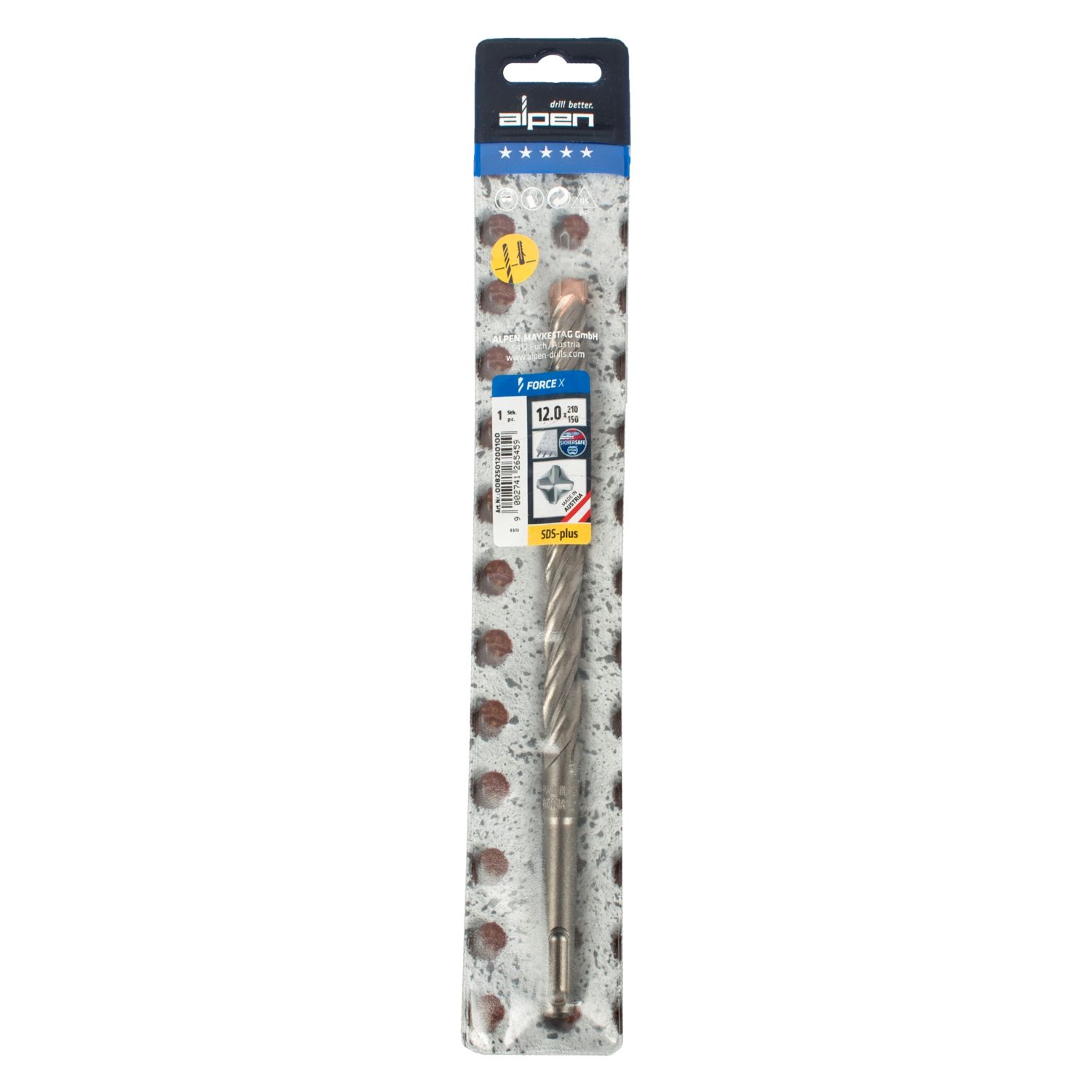 Force X 12.0 X 210/150 Sds-plus Rebar Drill Bit X4 Cutting Edges