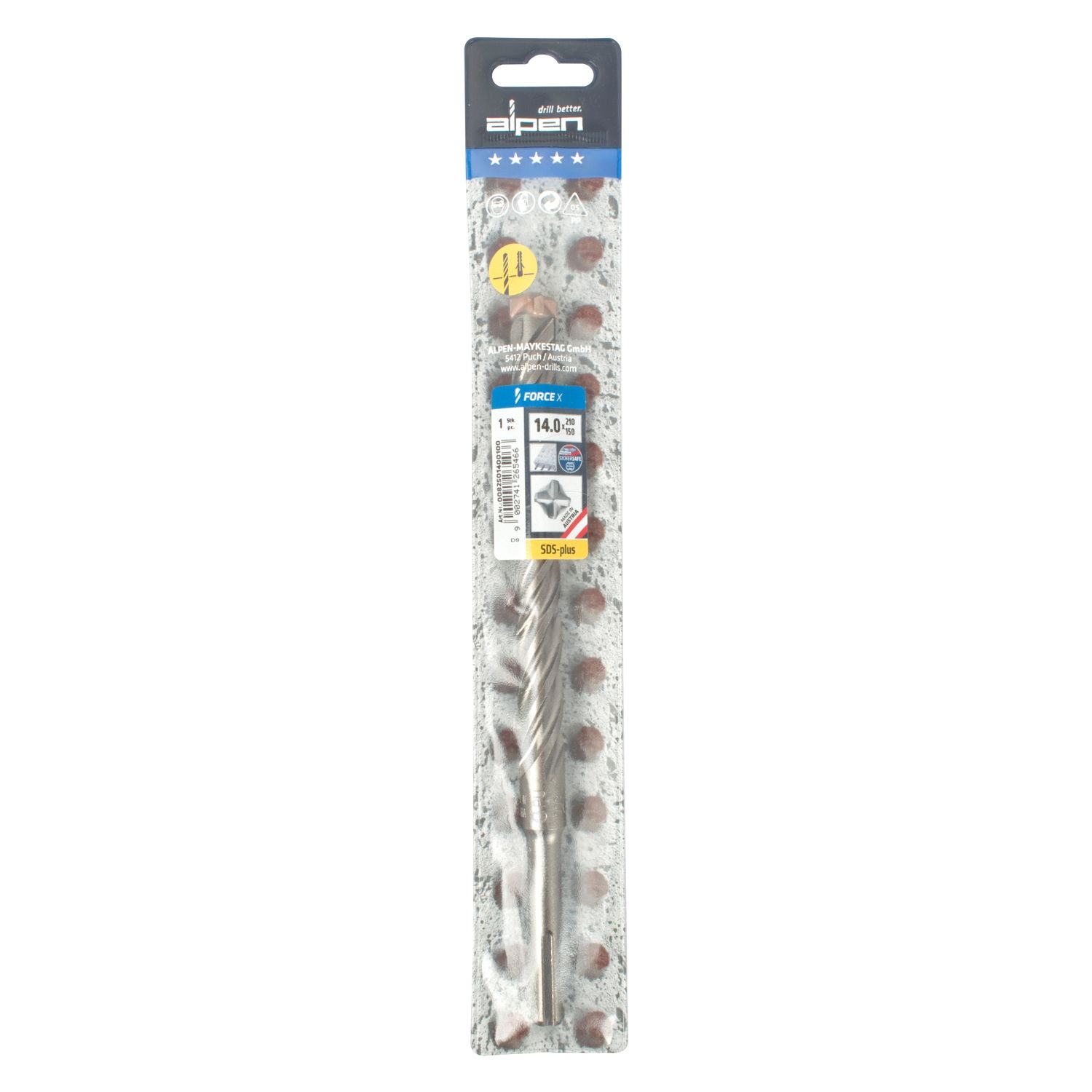 Force X 14.0 X 210/150 Sds-plus Rebar Drill Bit X4 Cutting Edges