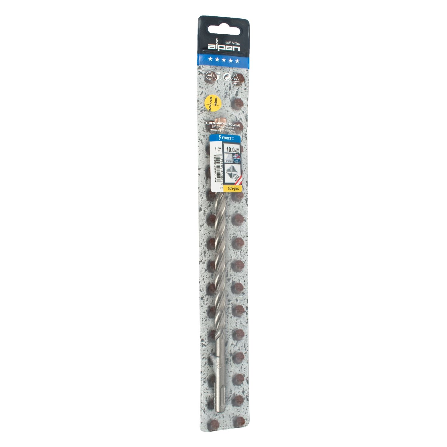 Force X 10.0 X 260/200 Sds-plus Rebar Drill Bit X4 Cutting Edges