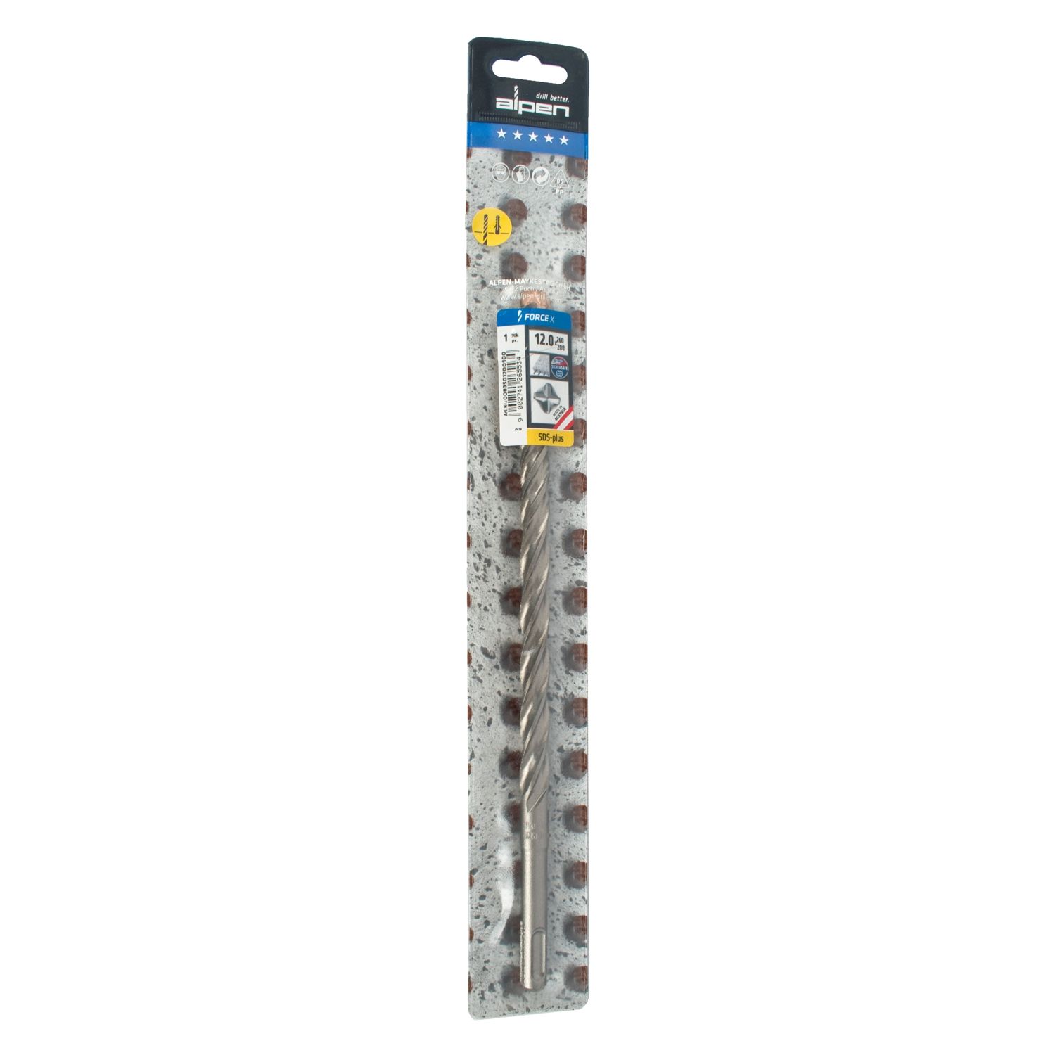 Force X 12.0 X 260/200 Sds-plus Rebar Drill Bit X4 Cutting Edges