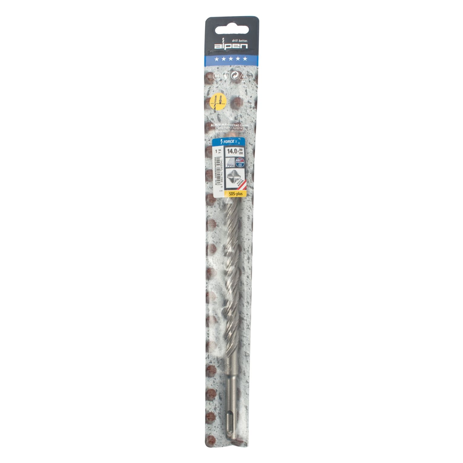 Force X 14.0 X 260/200 Sds-plus Rebar Drill Bit X4 Cutting Edges