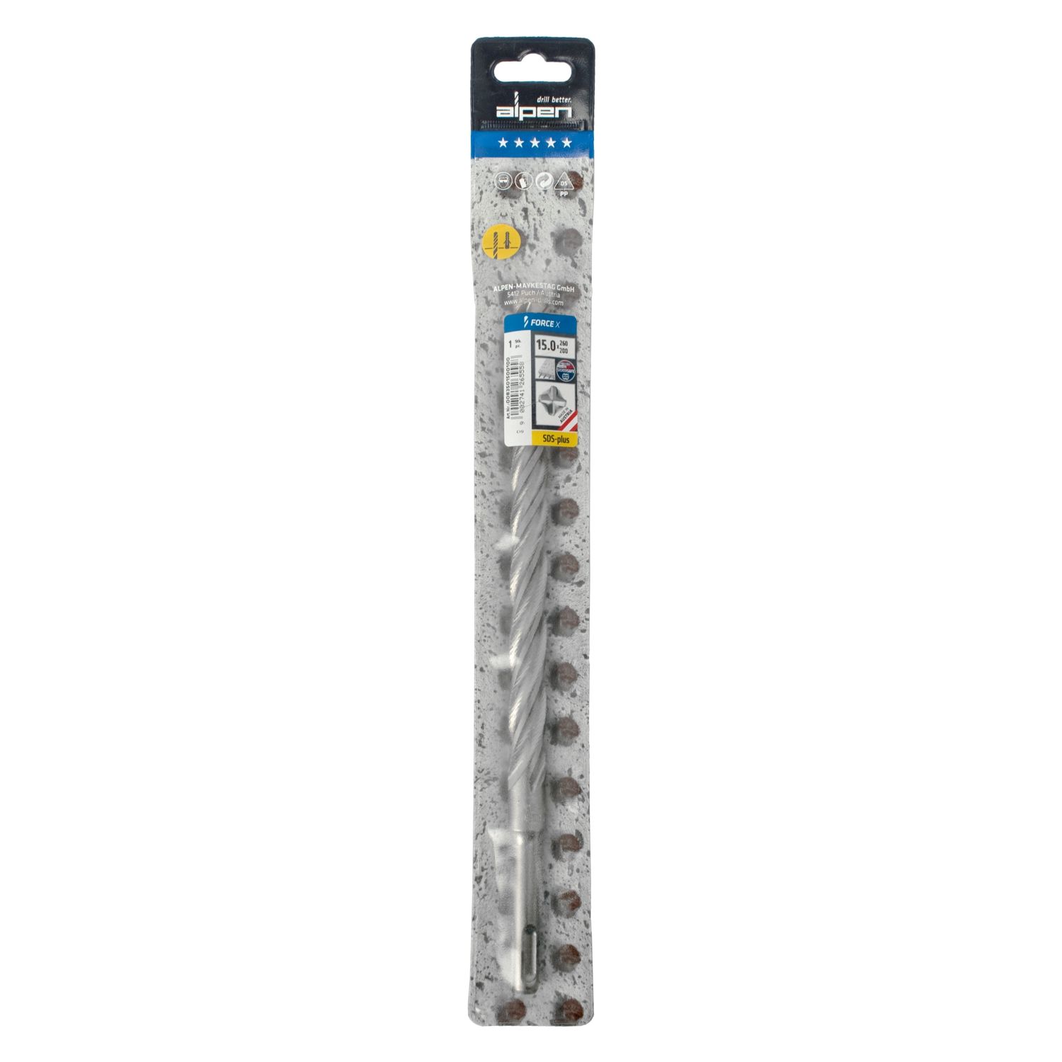 Force X 15.0 X 260/200 Sds-plus Rebar Drill Bit X4 Cutting Edges